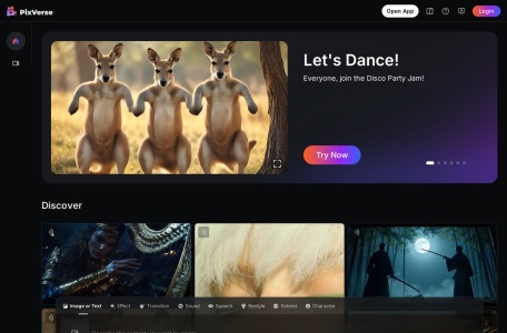 PixVerse网页截图,PixVerse网页快照