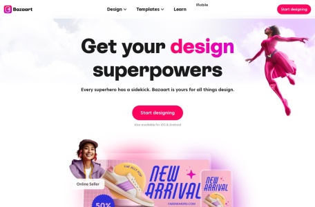 bazaart.me,bazaart.me官网截图,Bazaart 是一款友善的基于人工智能的设计应用，可以帮助您轻松创建美丽的照片、视频、图形等。