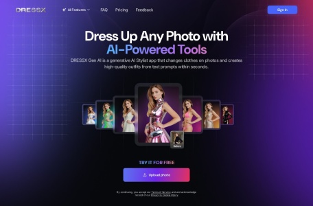 DRESSX AI,DRESSX AI官网截图,DRESSX AI可以让人们上传照片，然后根据文字提示在几秒钟内穿上数字化的服装。