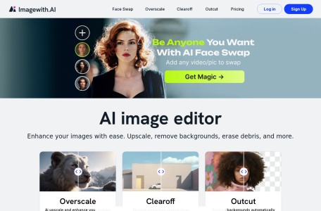 imagewith.ai,imagewith.ai官网截图,用于电脑的AI图像编辑工具，提升你的图片。解锁无限可能。
