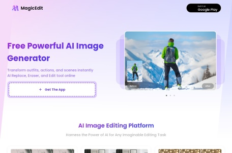 MagicEdit,MagicEdit官网截图,MagicEdit 是一个 AI 图像编辑平台，简化了图像生成、处理和增强的过程。
