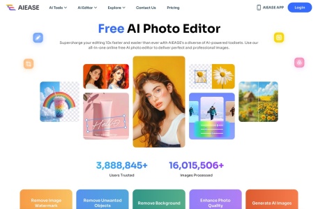 AI Ease,AI Ease官网截图,AI Ease 是一个免费的AI照片编辑平台，提供多种工具，如头像生成、背景去除、护照照片制作、图片放大、照片修复和图像增强。使用先进的AI技术，帮助用户高效编辑照片。