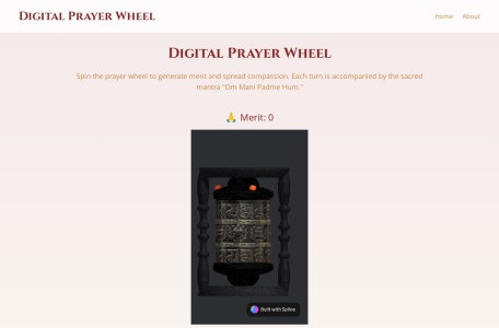PrayerWheel.online,PrayerWheel.online官网截图,PrayerWheel.online 让您旋转虚拟藏式转经轮，获得正念与平静。这是一个宁静的灵性工具，您可以随时通过浏览器访问。