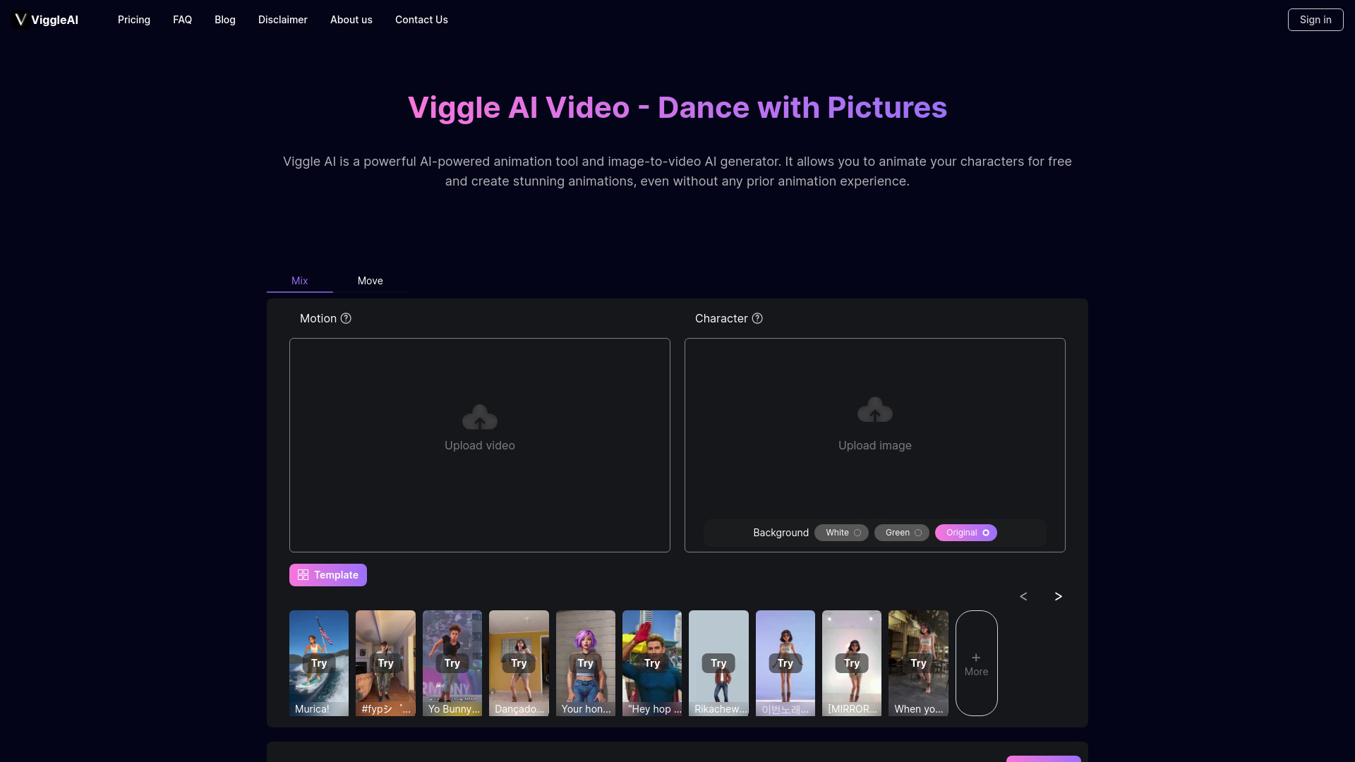 ViggleAI网页截图,ViggleAI网页快照