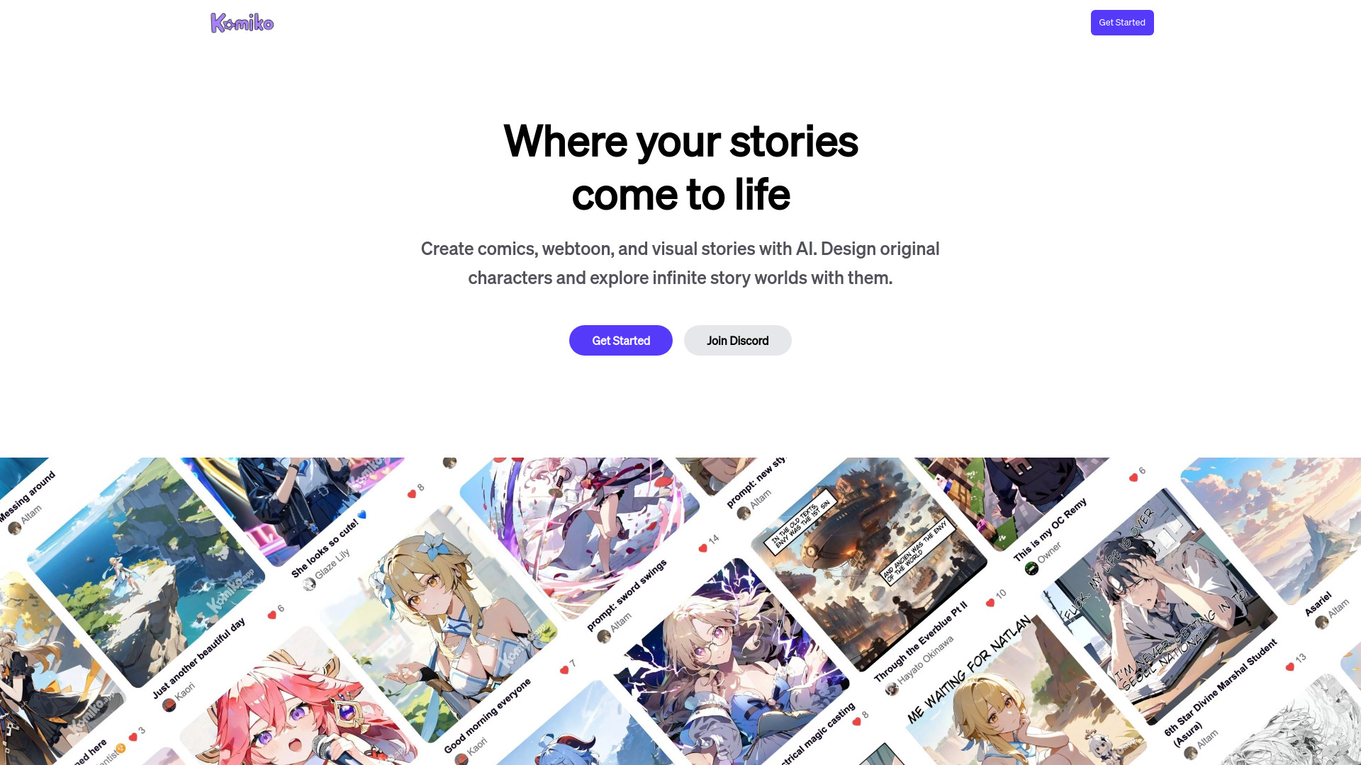 Komiko : AI Comics, AI Characters & AI Anime网页截图,Komiko : AI Comics, AI Characters & AI Anime网页快照
