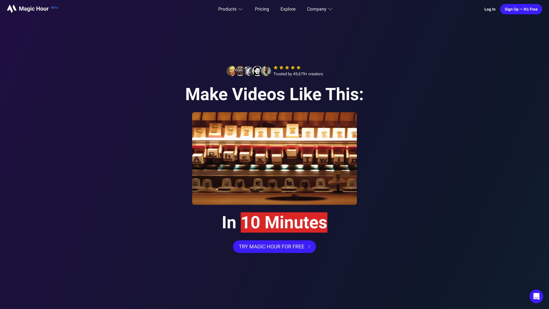 Magic Hour网页截图,Magic Hour网页快照