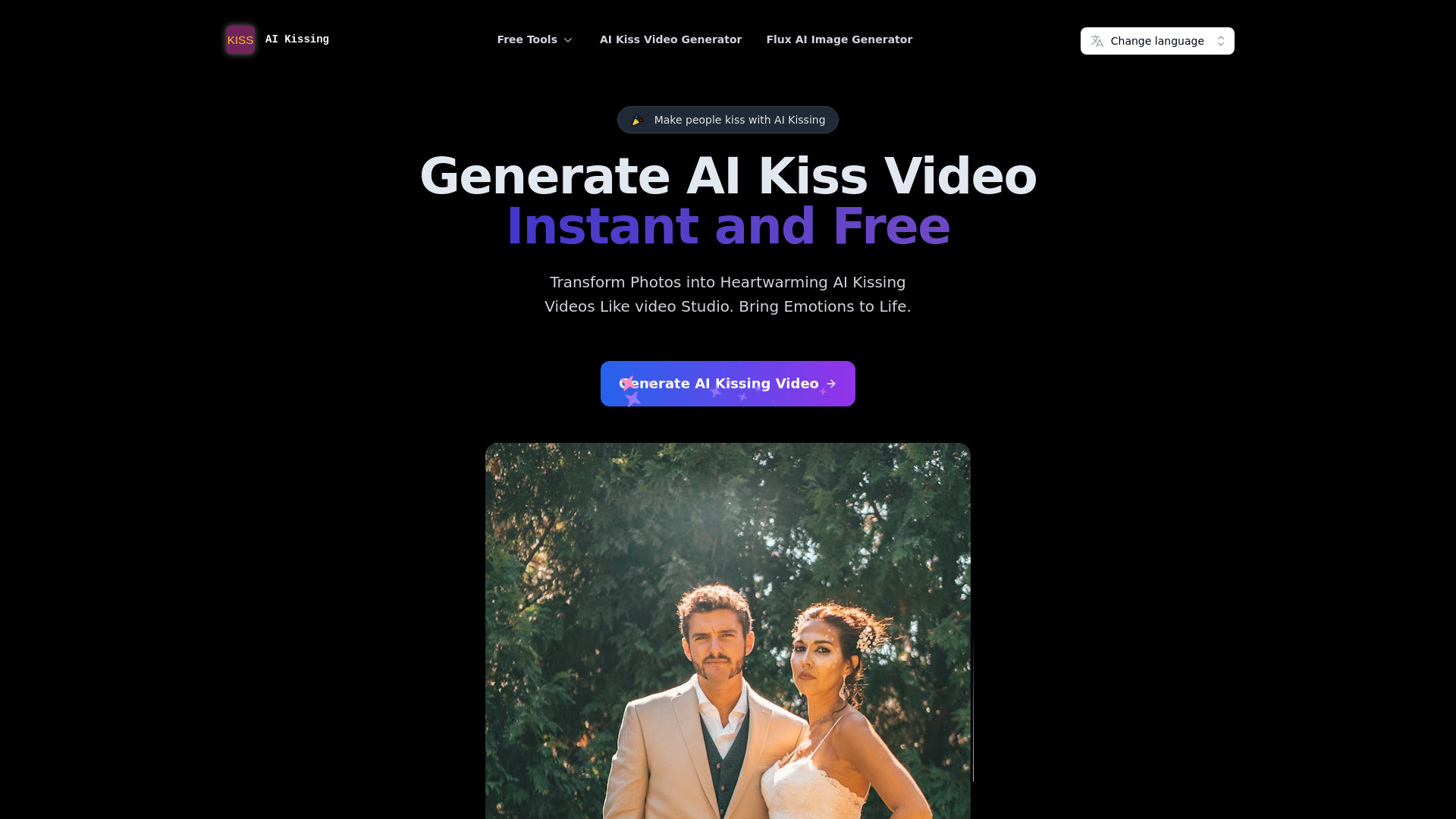 AI Kissing – Free Online Kiss AI Video Generator网页截图,AI Kissing – Free Online Kiss AI Video Generator网页快照