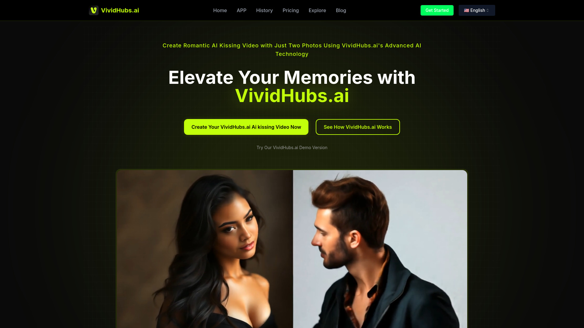 AI kissing video Generator – vividhubs.ai网页截图,AI kissing video Generator – vividhubs.ai网页快照