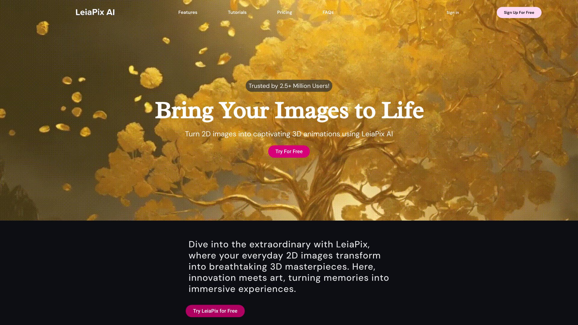 Leiapix AI网页截图,Leiapix AI网页快照