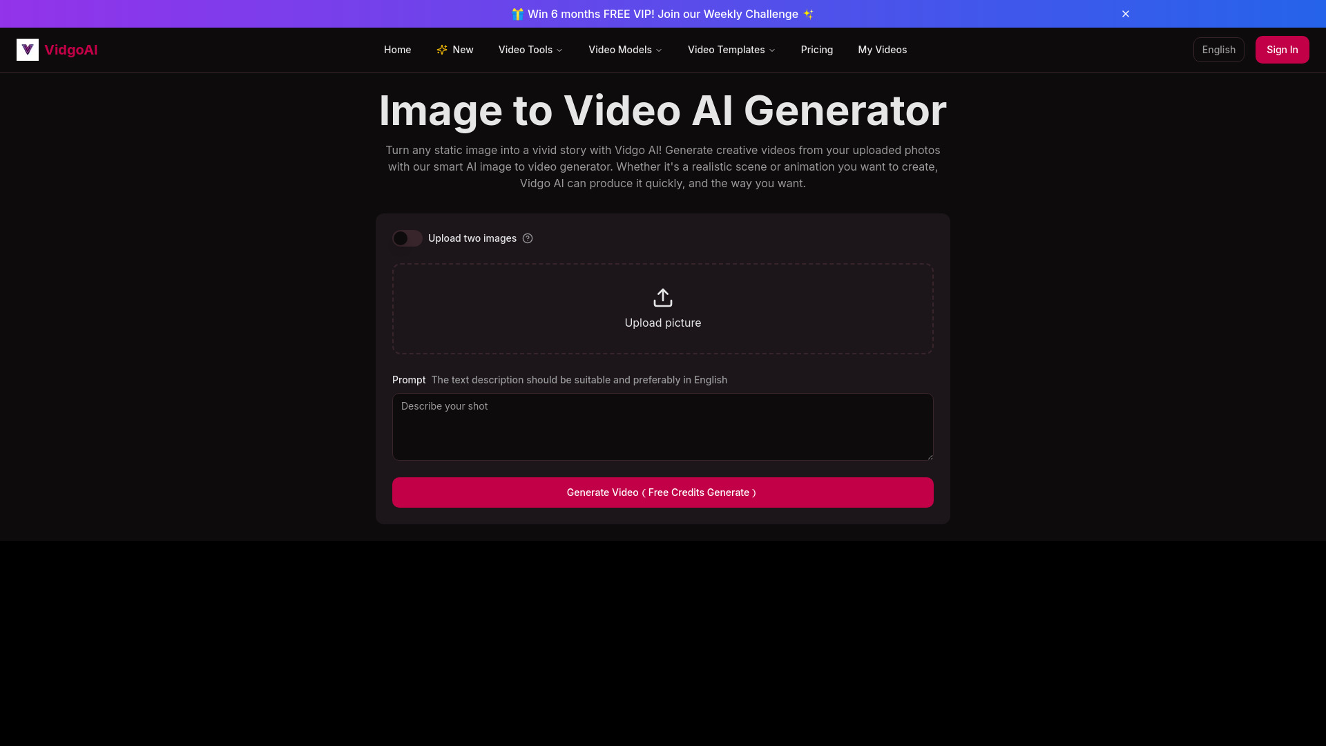 Vidgo AI网页截图,Vidgo AI网页快照