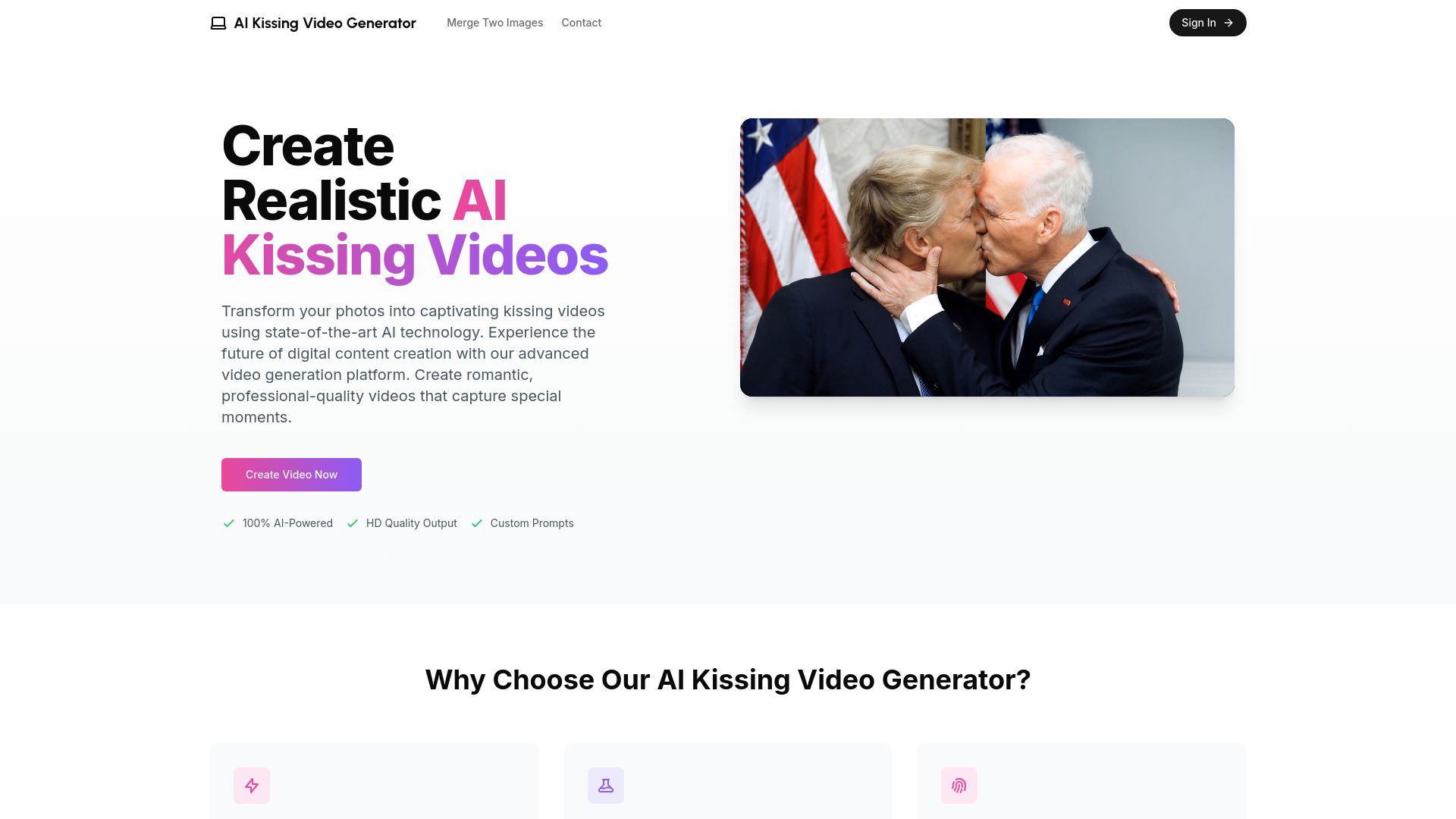 AI Kissing Video Generator网页截图,AI Kissing Video Generator网页快照
