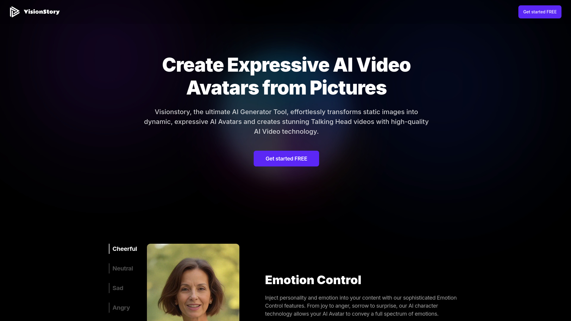 VisionStory AI网页截图,VisionStory AI网页快照