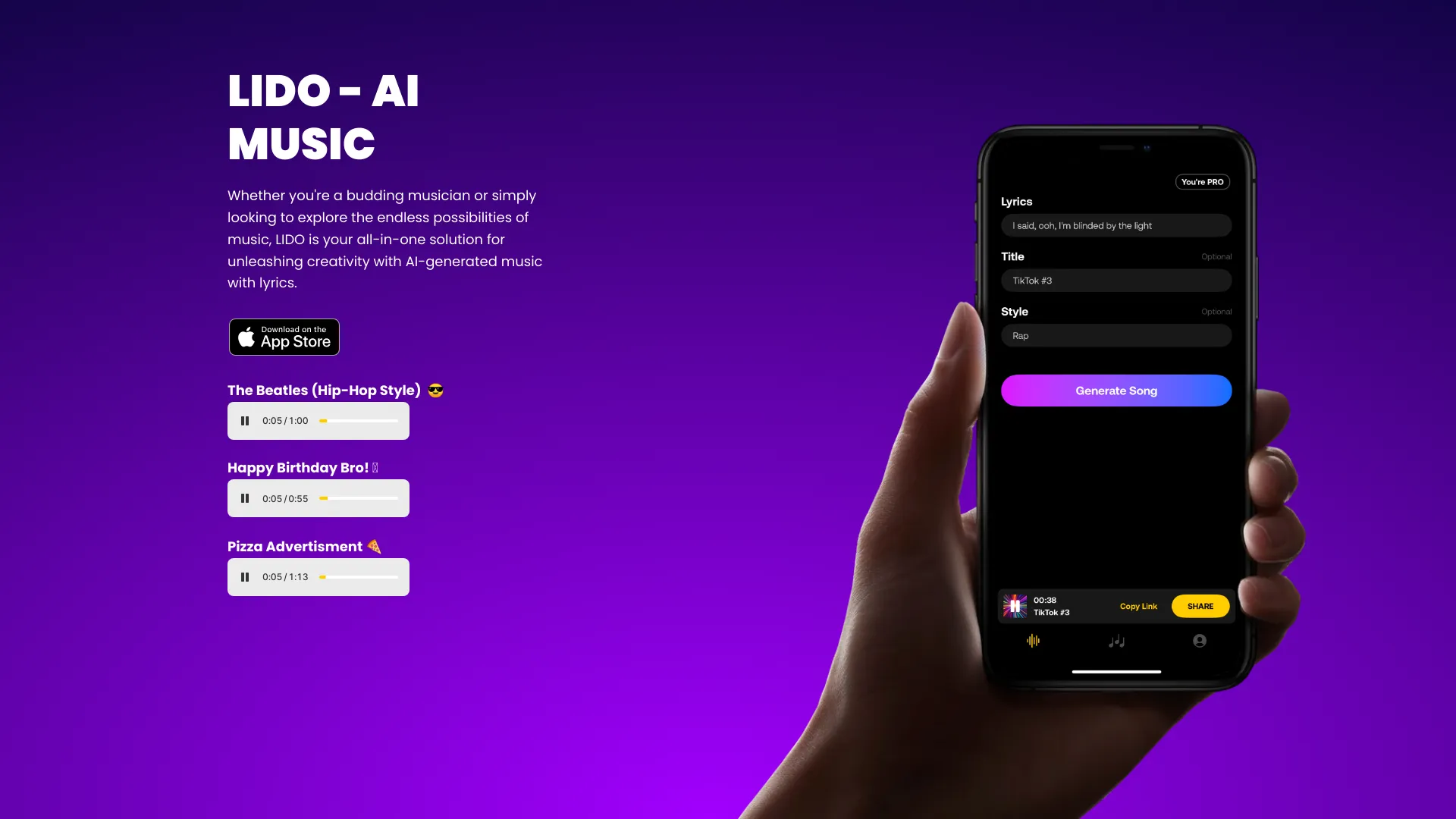 LIDO – AI Music Generator网页截图,LIDO – AI Music Generator网页快照