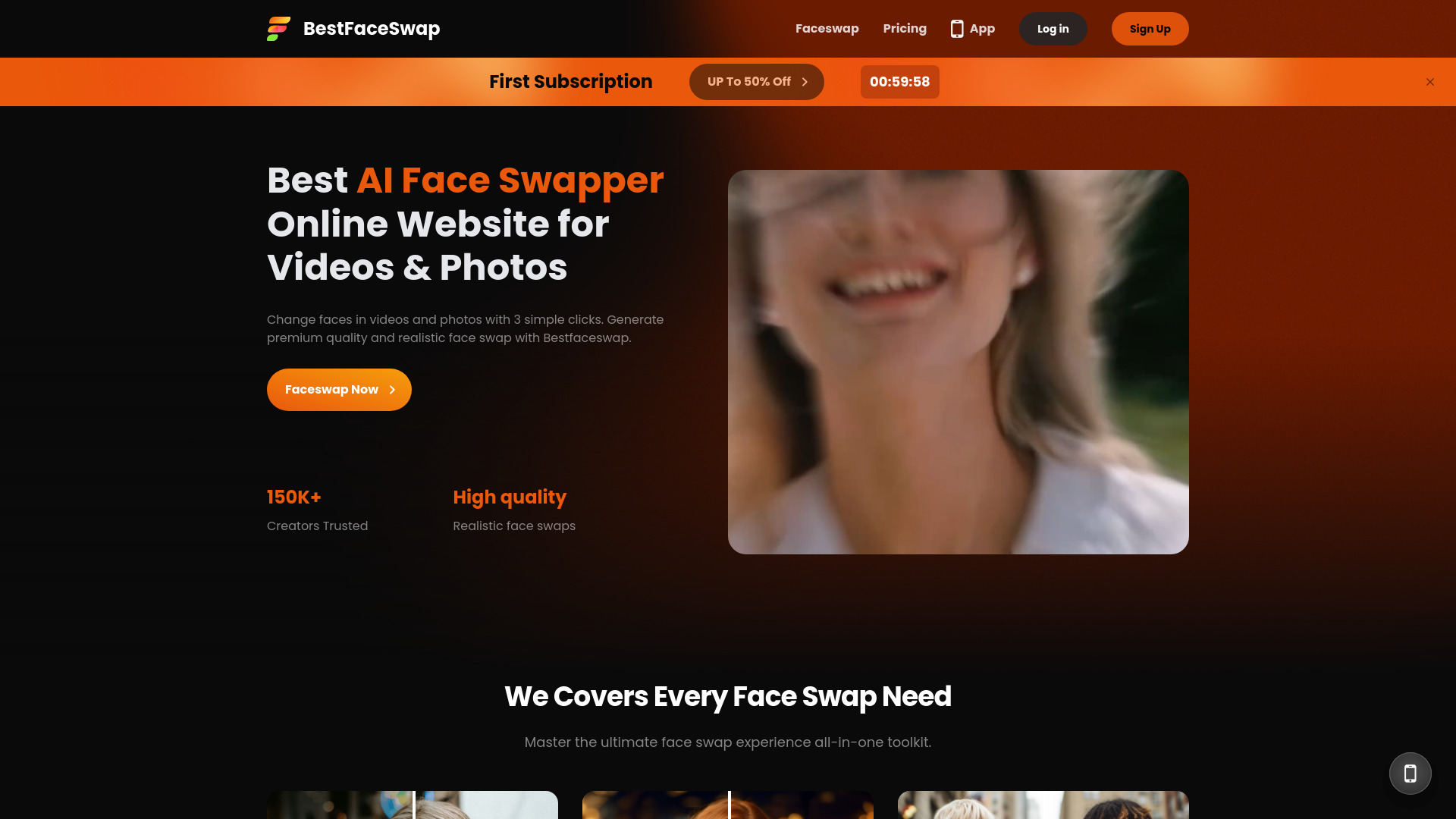 BestFaceSwap AI网页截图,BestFaceSwap AI网页快照