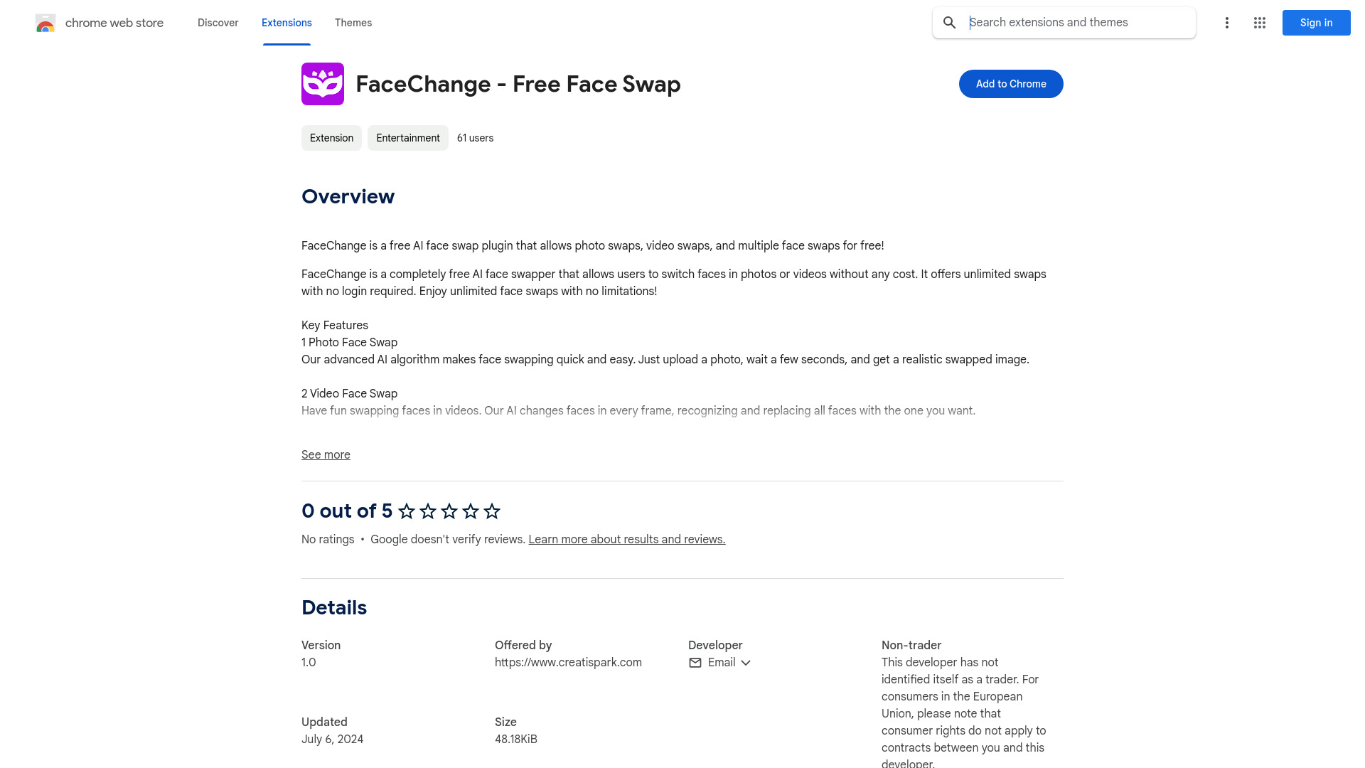 FaceChange – Free Face Swap网页截图,FaceChange – Free Face Swap网页快照