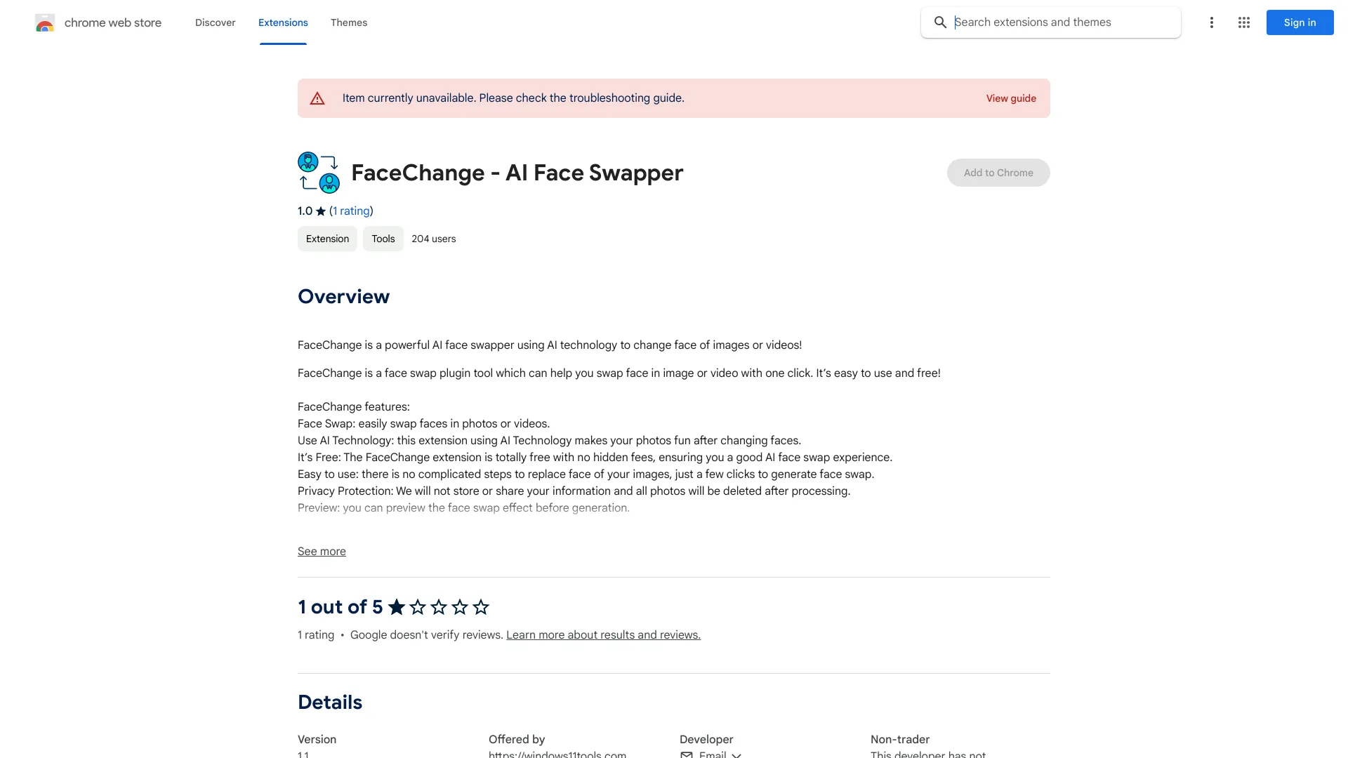 FaceChange – AI Face Swapper网页截图,FaceChange – AI Face Swapper网页快照