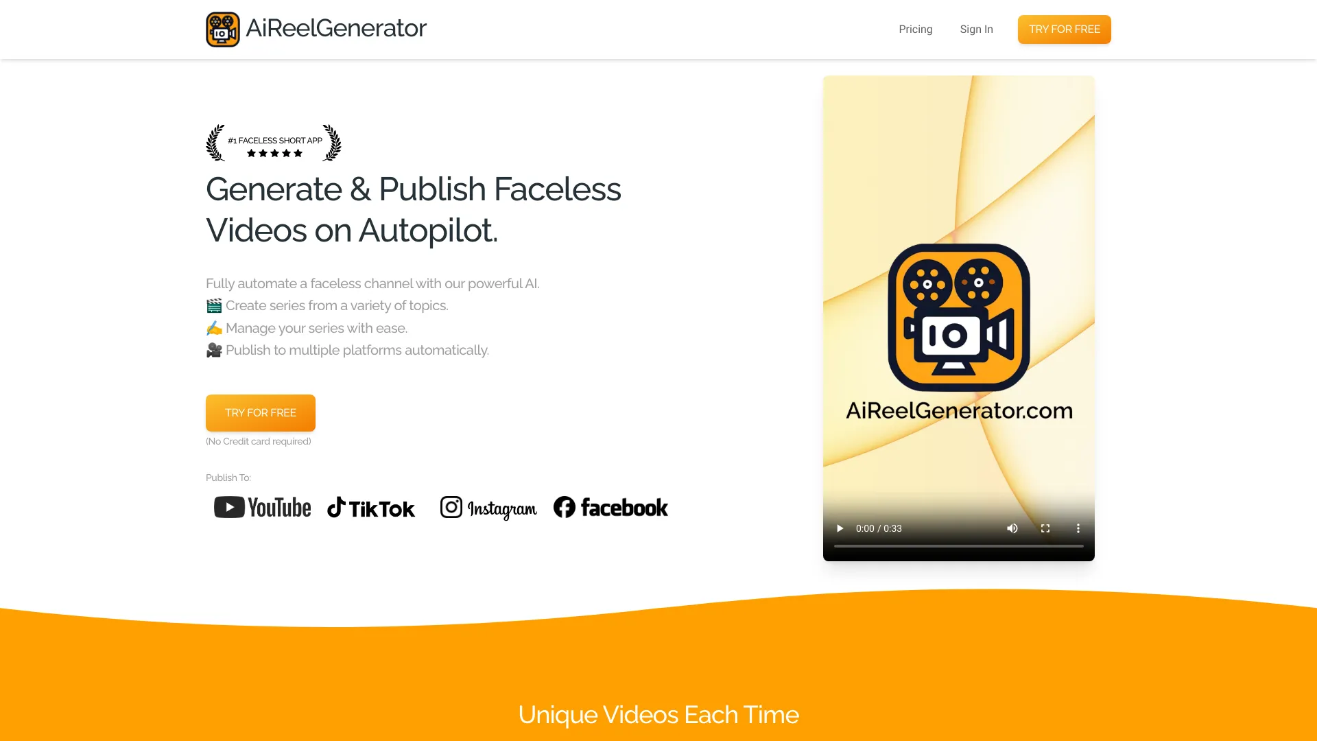 AiReelGenerator.com网页截图,AiReelGenerator.com网页快照