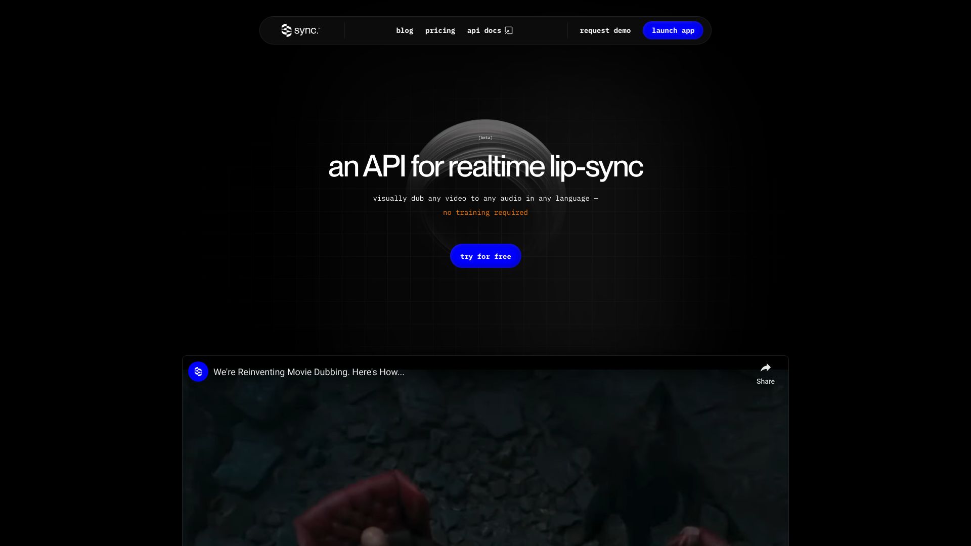 Sync Labs网页截图,Sync Labs网页快照