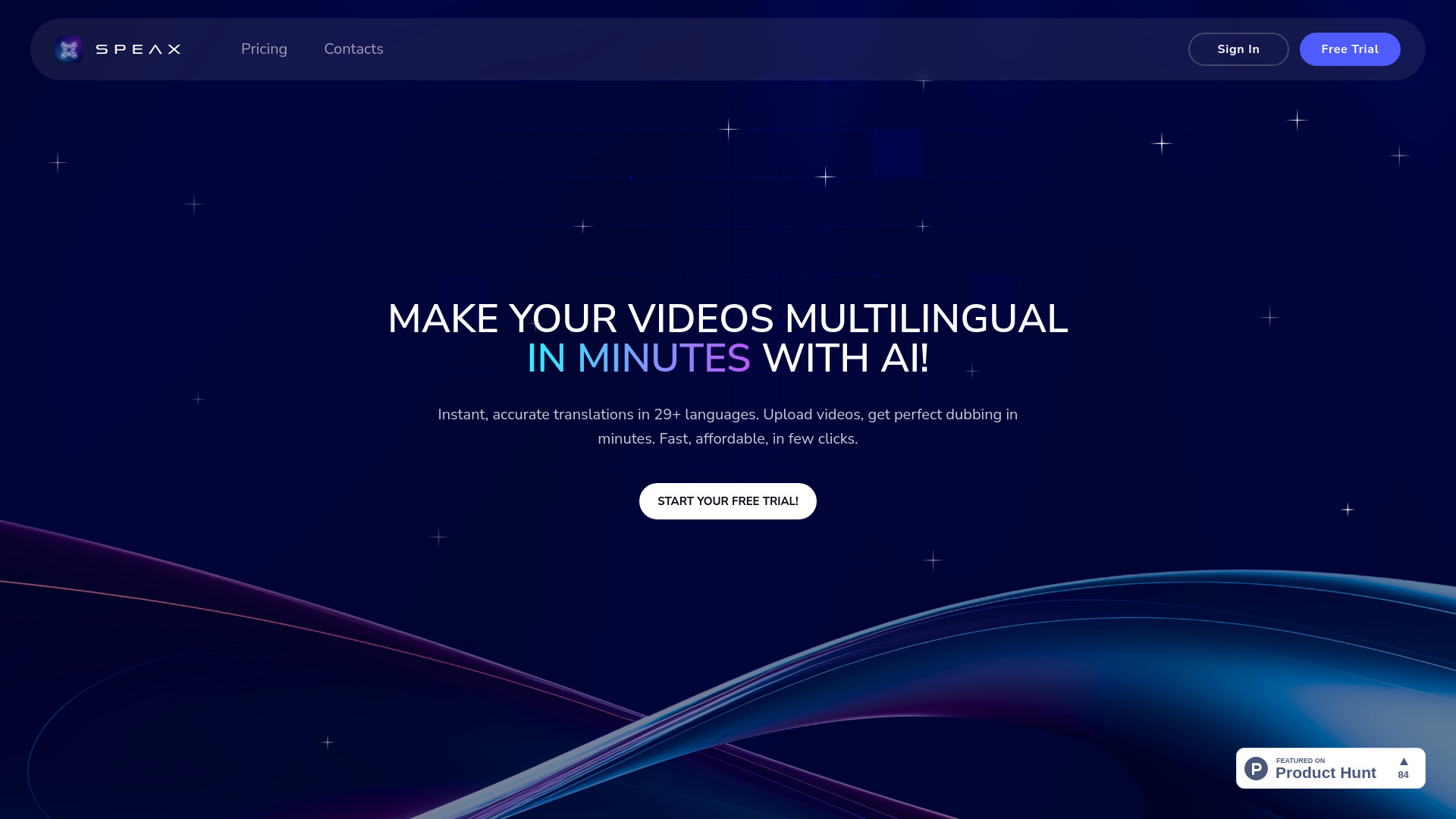Speax – AI Video Dubbing网页截图,Speax – AI Video Dubbing网页快照