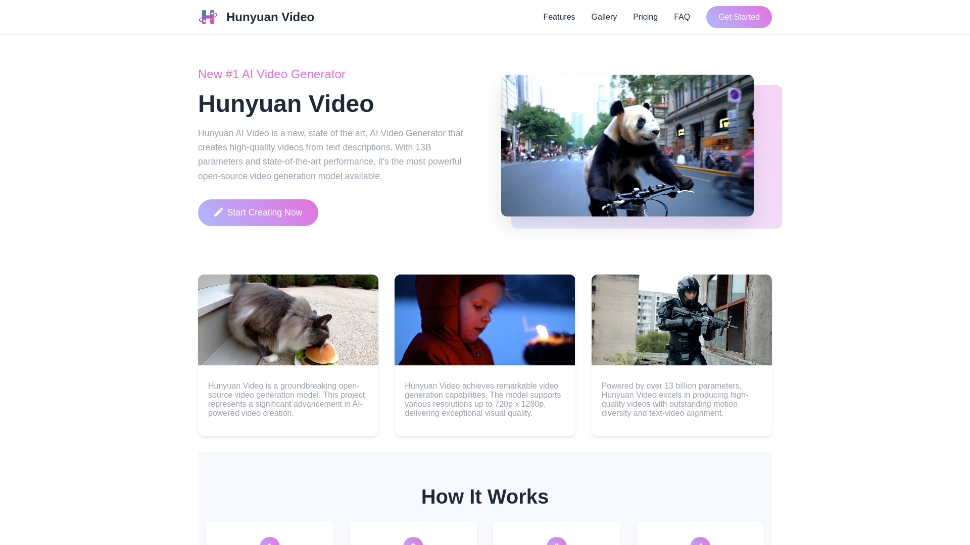 Hunyuan Video网页截图,Hunyuan Video网页快照