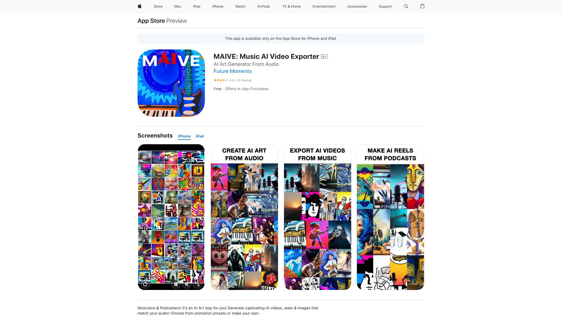 MAIVE: Music AI Video Exporter网页截图,MAIVE: Music AI Video Exporter网页快照