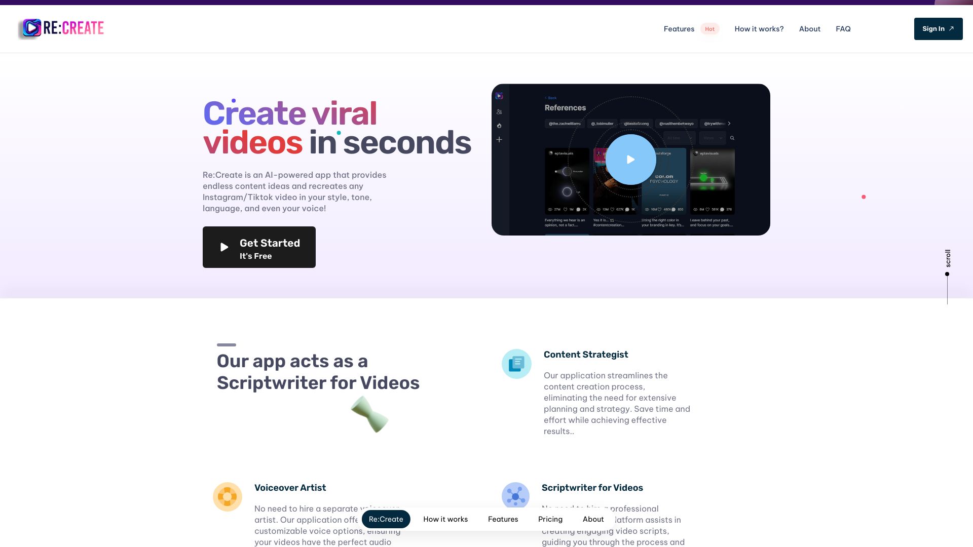 RE:Create Video网页截图,RE:Create Video网页快照