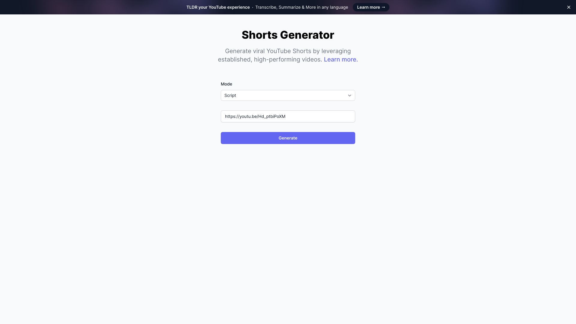 Short Generator网页截图,Short Generator网页快照