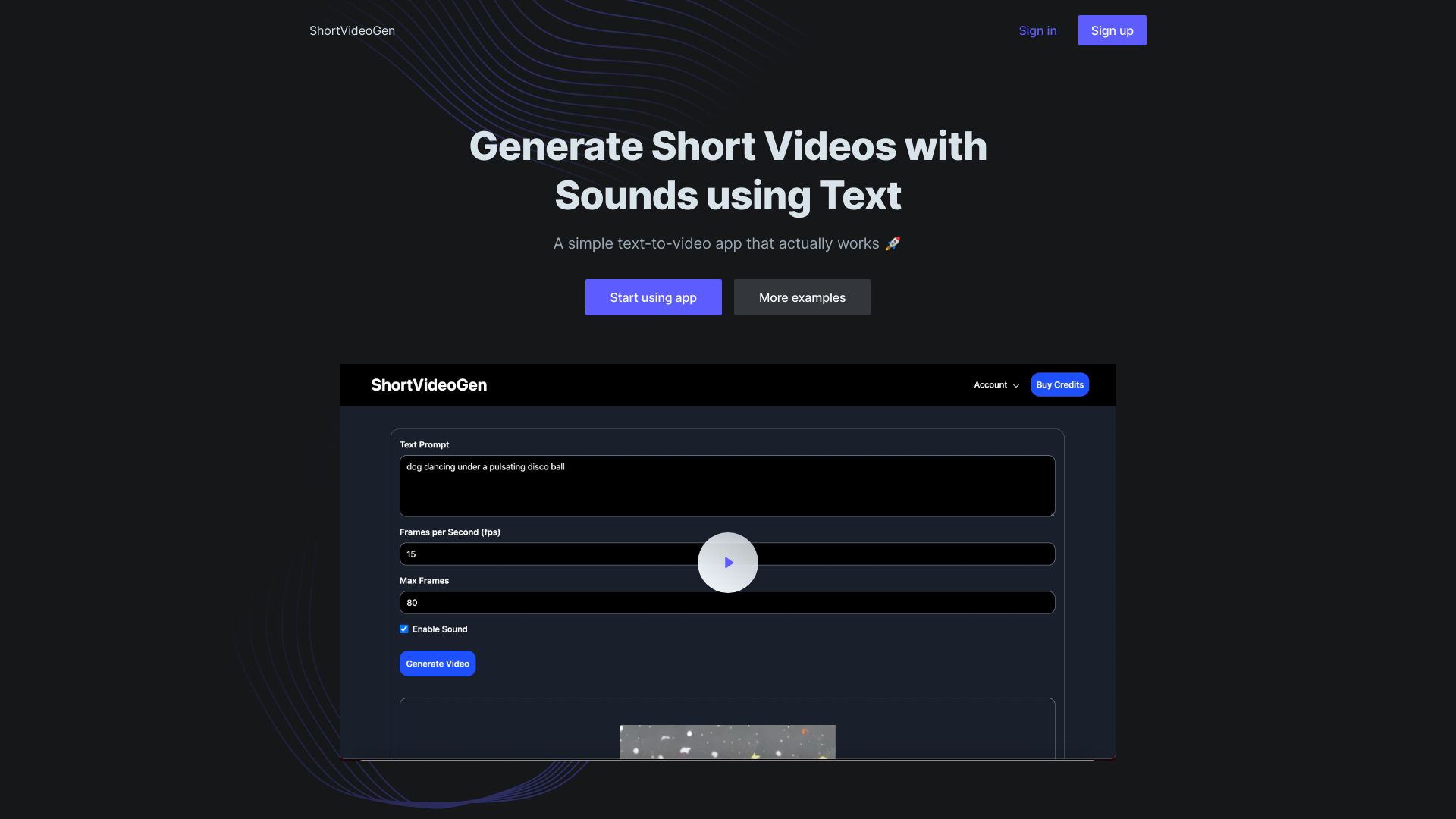 ShortVideoGen网页截图,ShortVideoGen网页快照