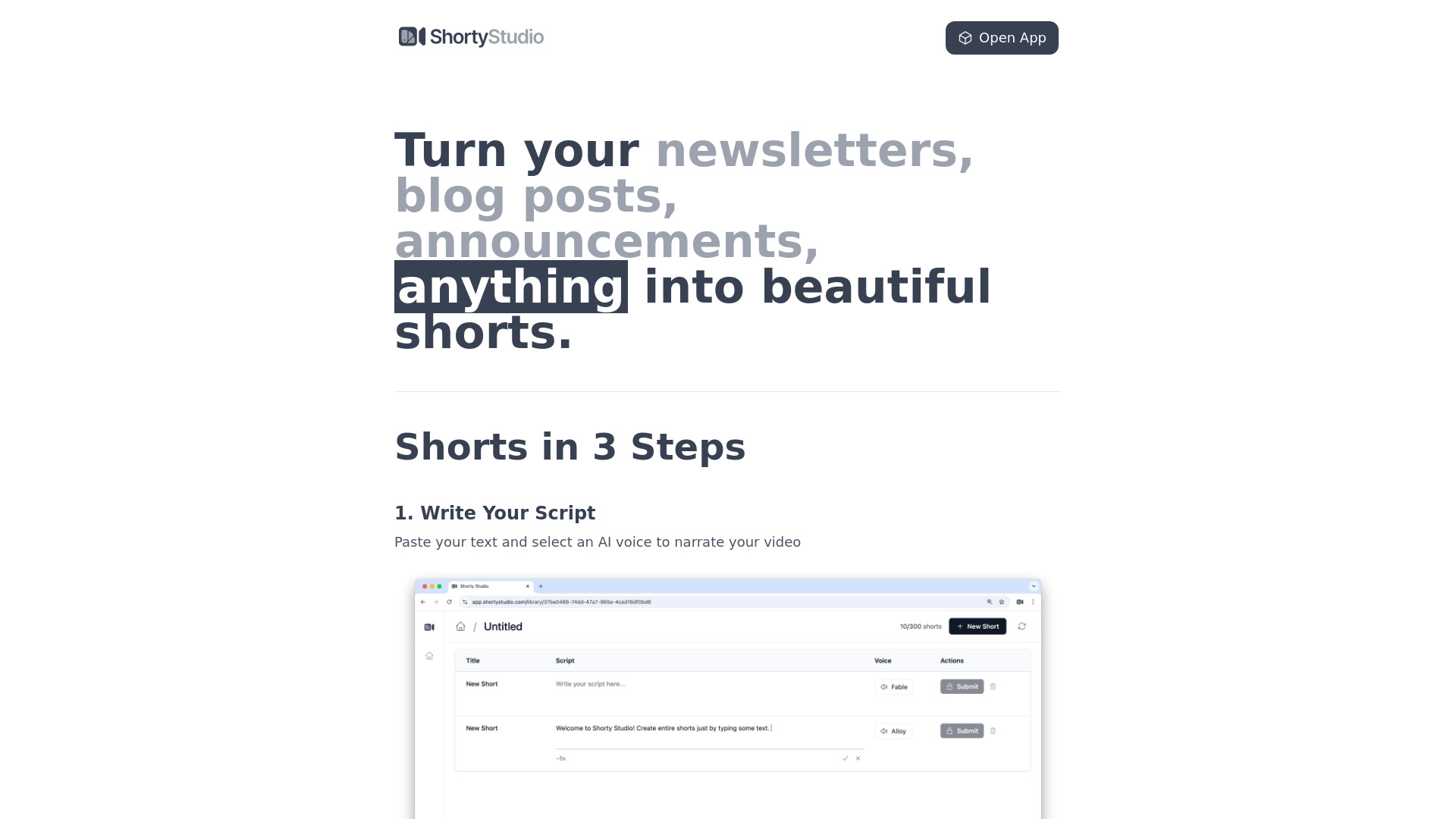 Shorty Studio网页截图,Shorty Studio网页快照