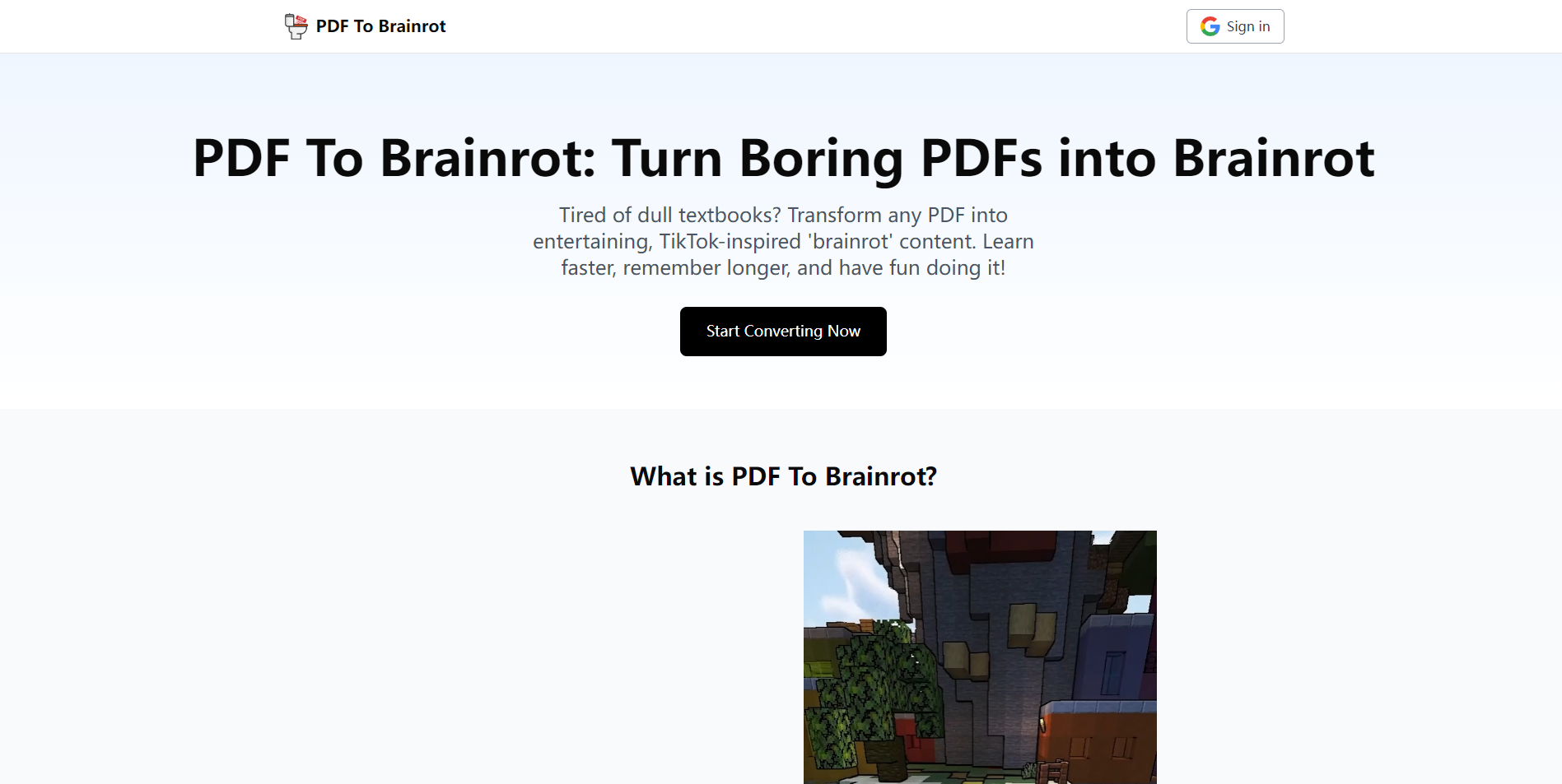 PDF To Brainrot AI网页截图,PDF To Brainrot AI网页快照