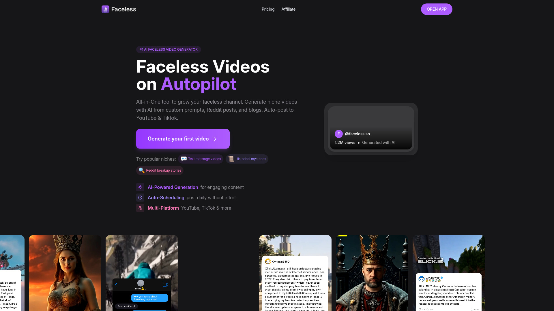 Faceless.so网页截图,Faceless.so网页快照