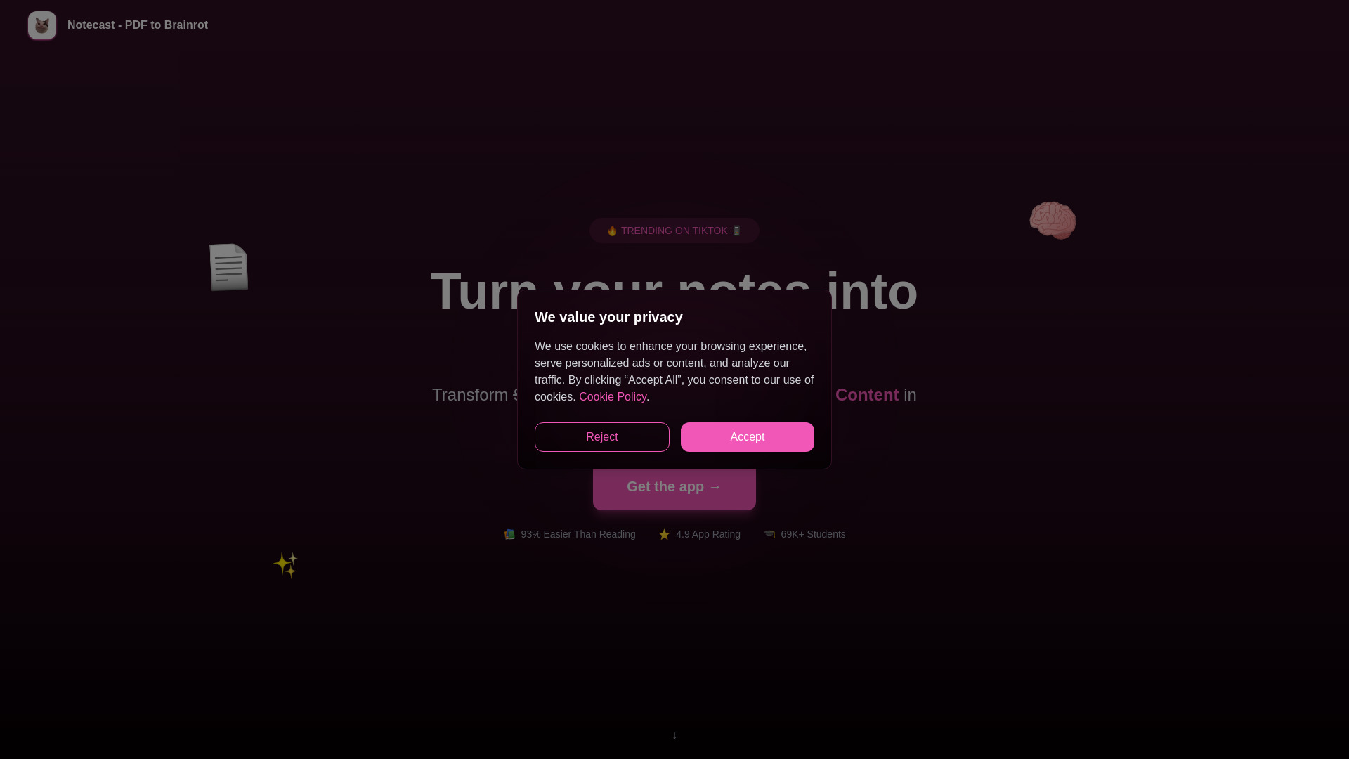 Notescast – PDF to Brainrot网页截图,Notescast – PDF to Brainrot网页快照
