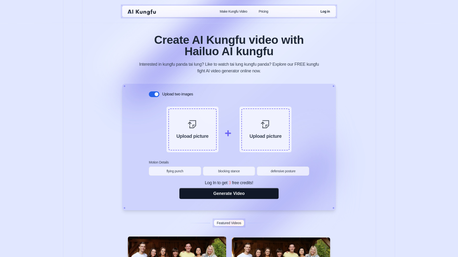 AI Kungfu Video Generator网页截图,AI Kungfu Video Generator网页快照