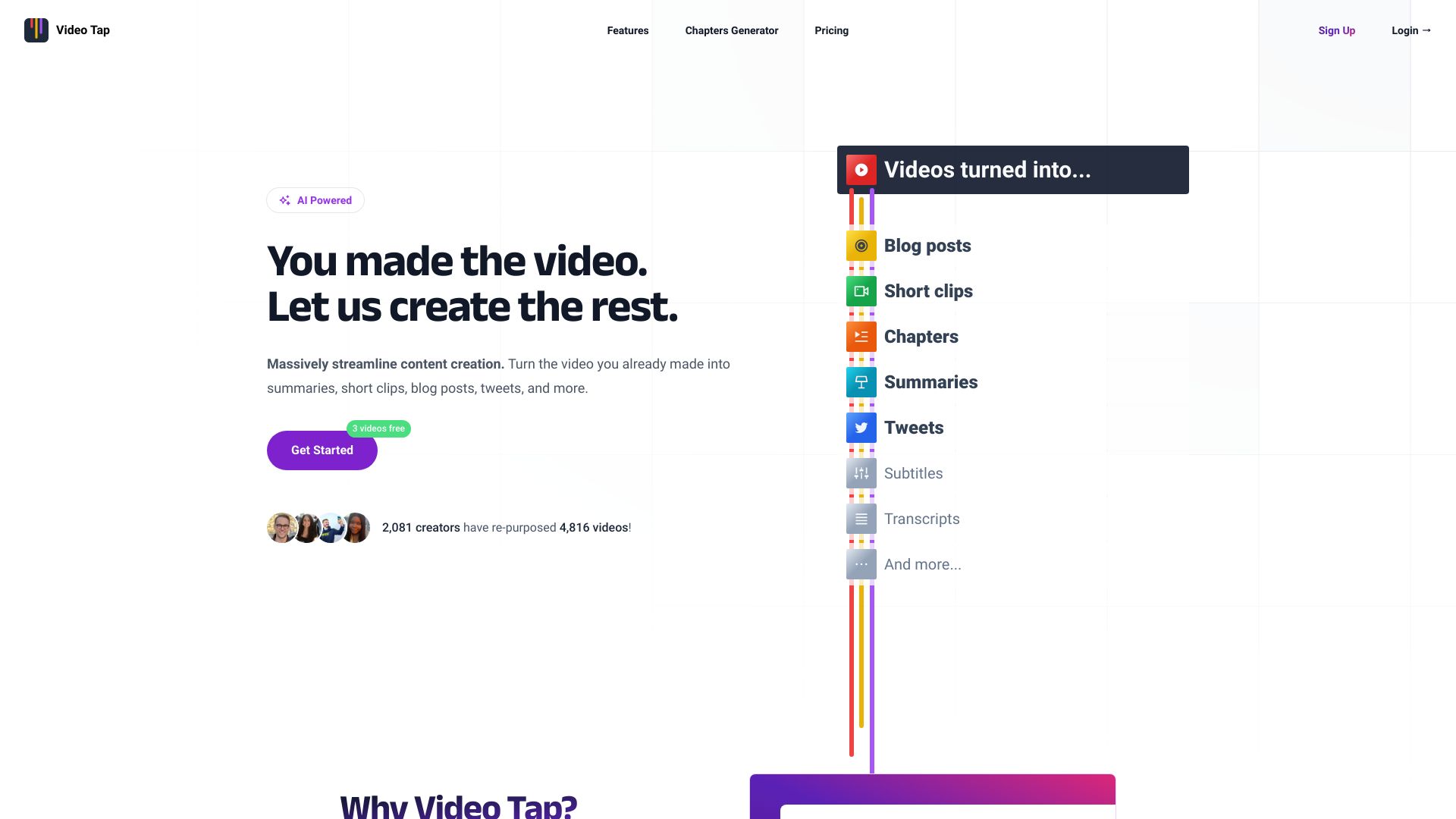 Video Tap网页截图,Video Tap网页快照
