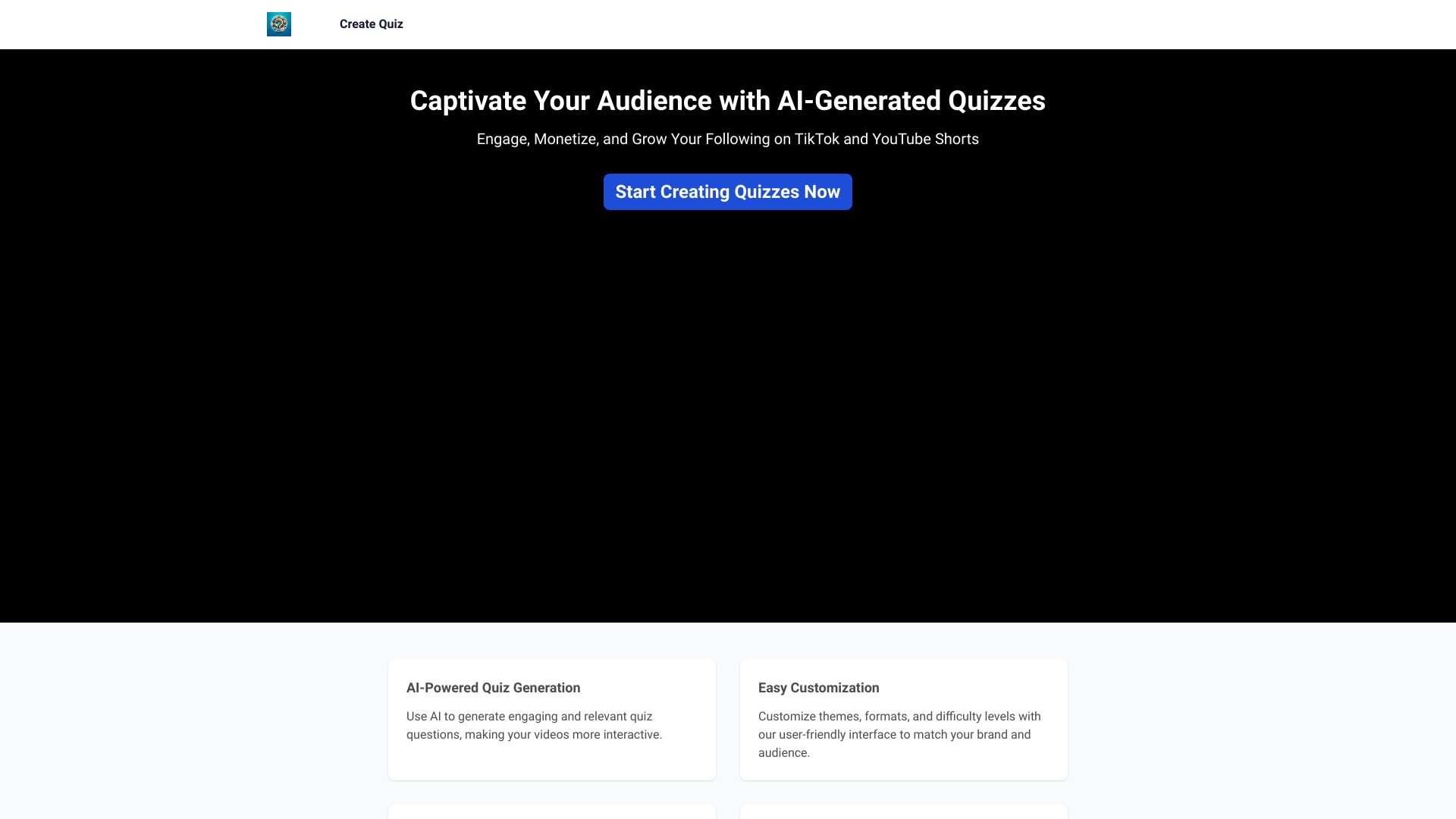 QuizTok – AI Generated Quiz Videos for TikTok网页截图,QuizTok – AI Generated Quiz Videos for TikTok网页快照