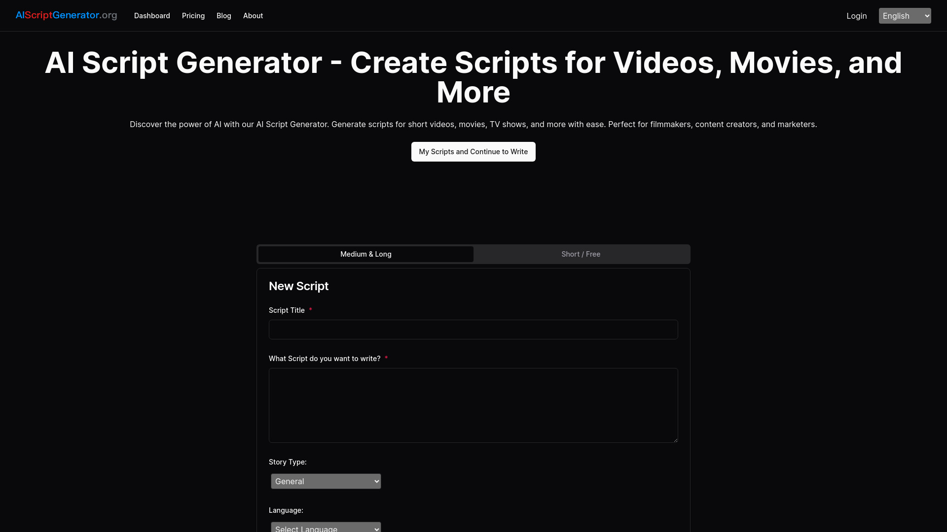 AI Script Generator网页截图,AI Script Generator网页快照