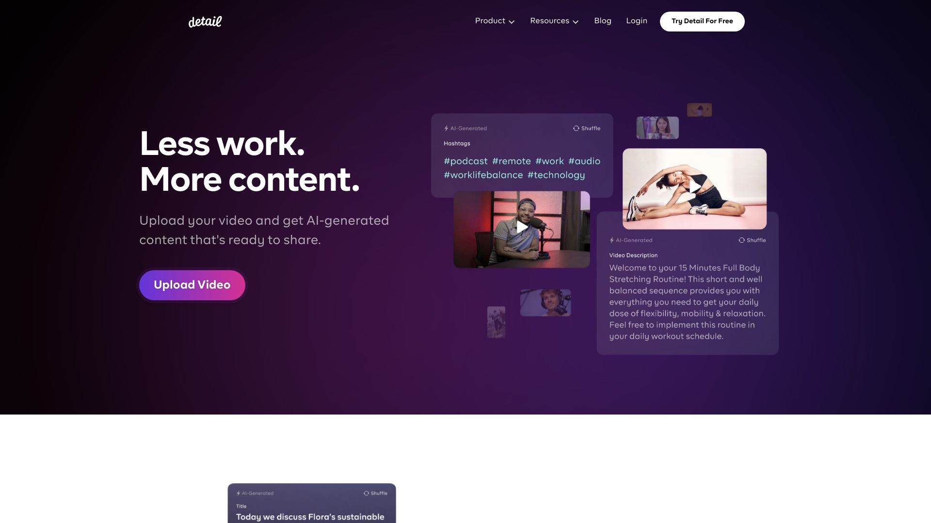 Detail AI Video Content Maker网页截图,Detail AI Video Content Maker网页快照
