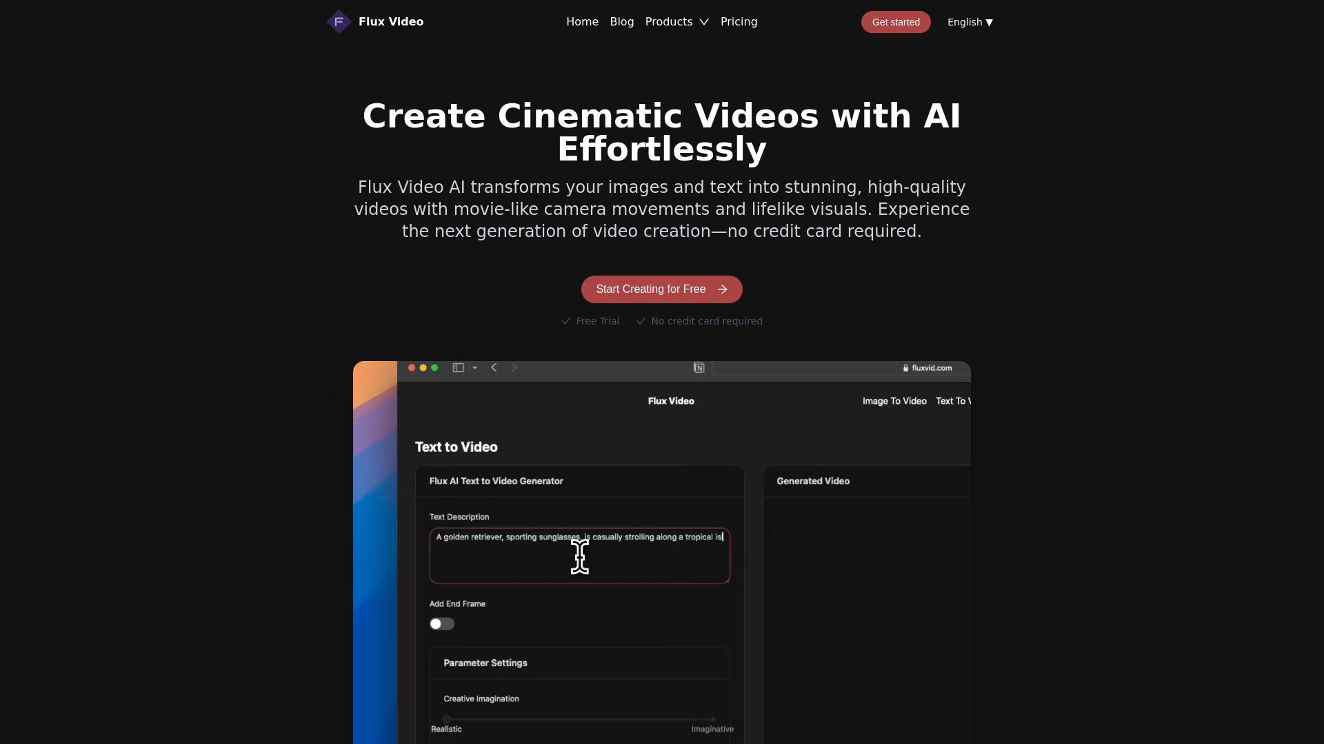 Flux Video AI网页截图,Flux Video AI网页快照