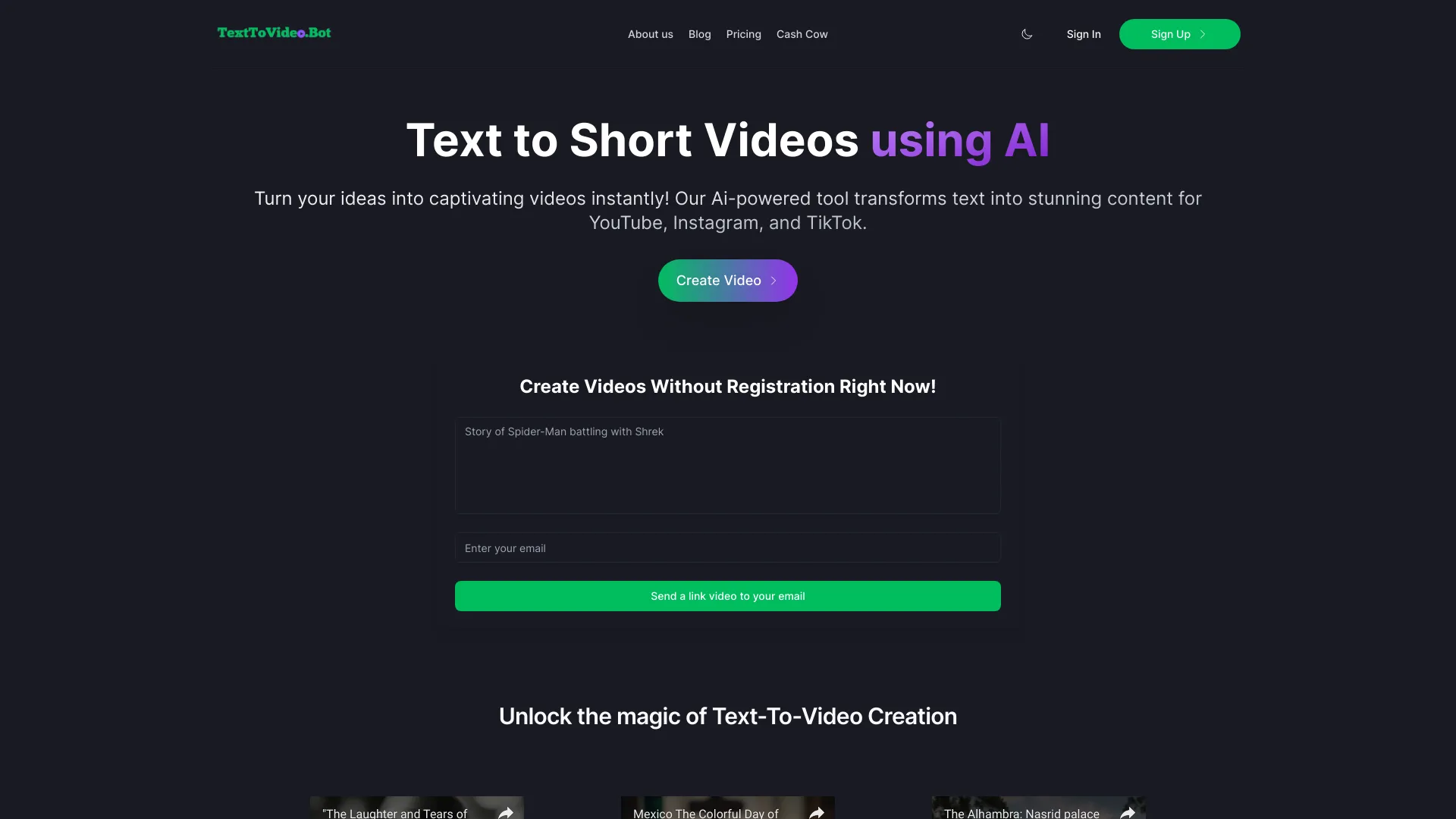 TextToVideo.Bot网页截图,TextToVideo.Bot网页快照