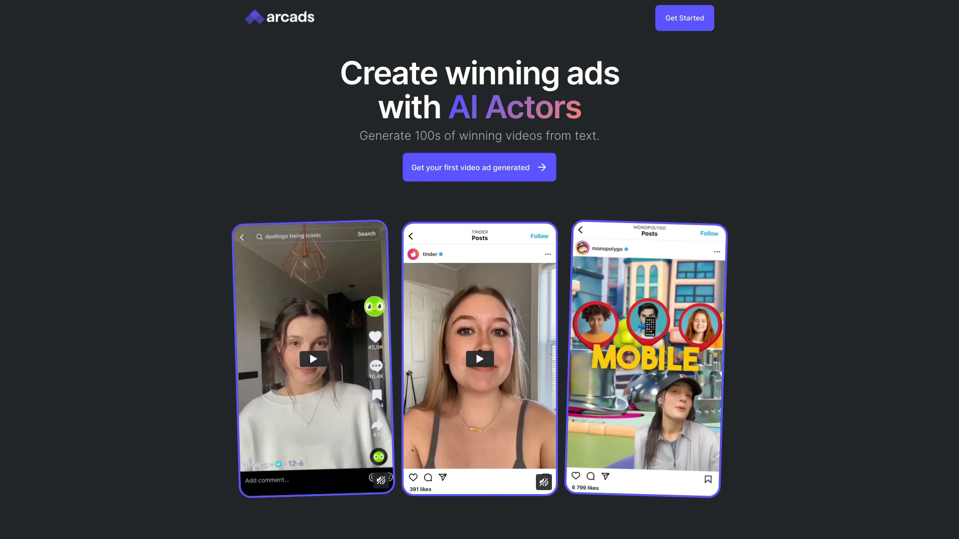 Arcads网页截图,Arcads网页快照