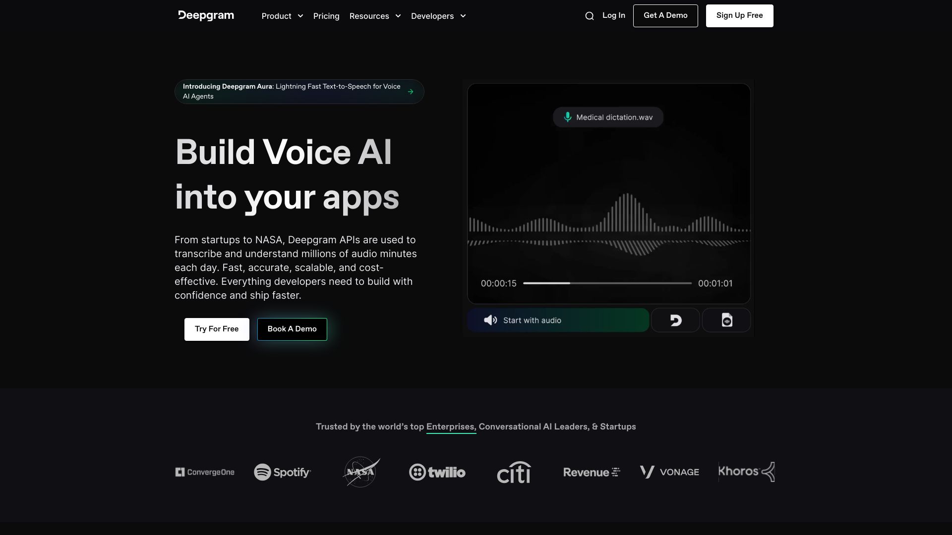 Deepgram Voice AI网页截图,Deepgram Voice AI网页快照