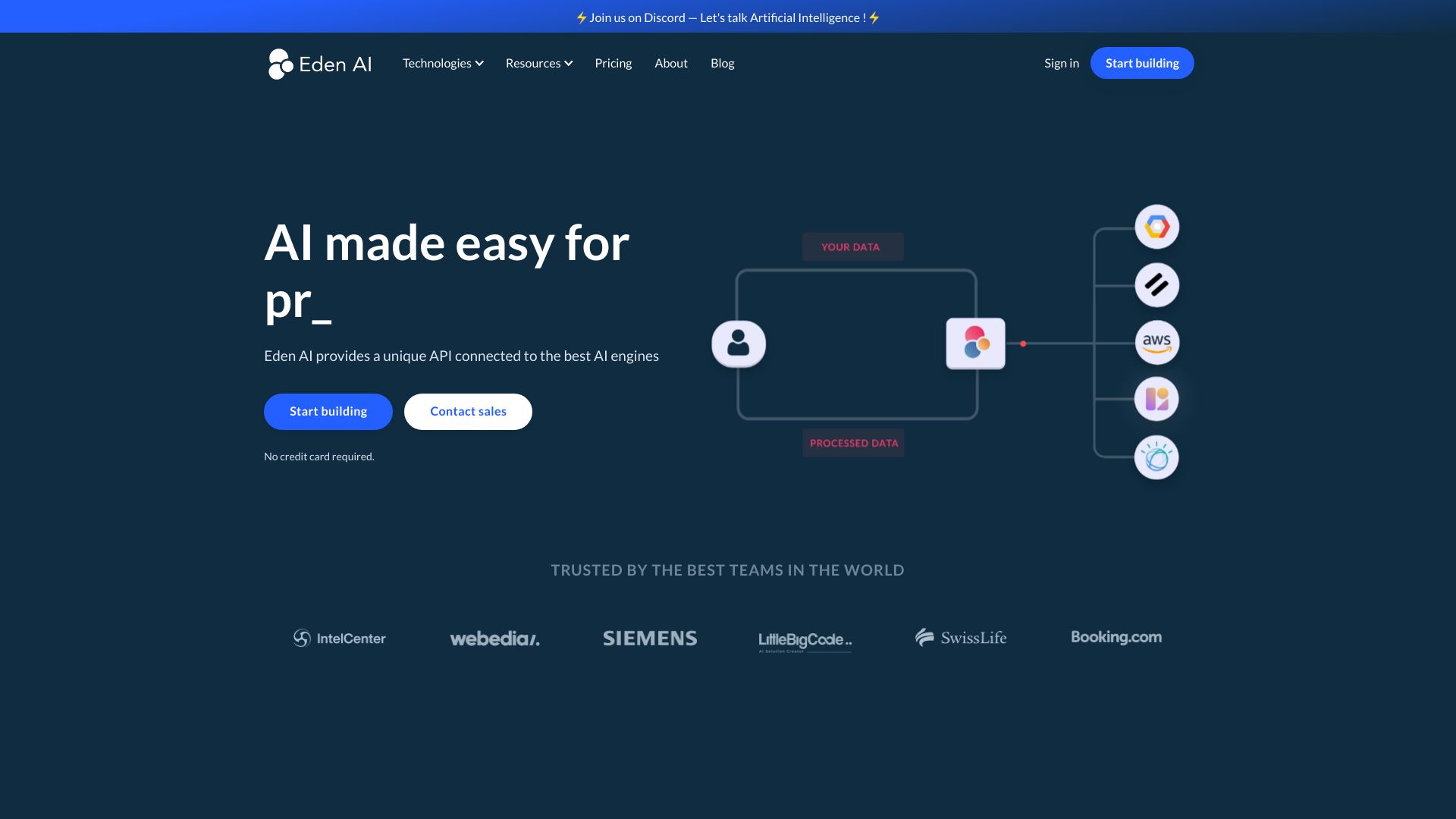 Eden AI网页截图,Eden AI网页快照