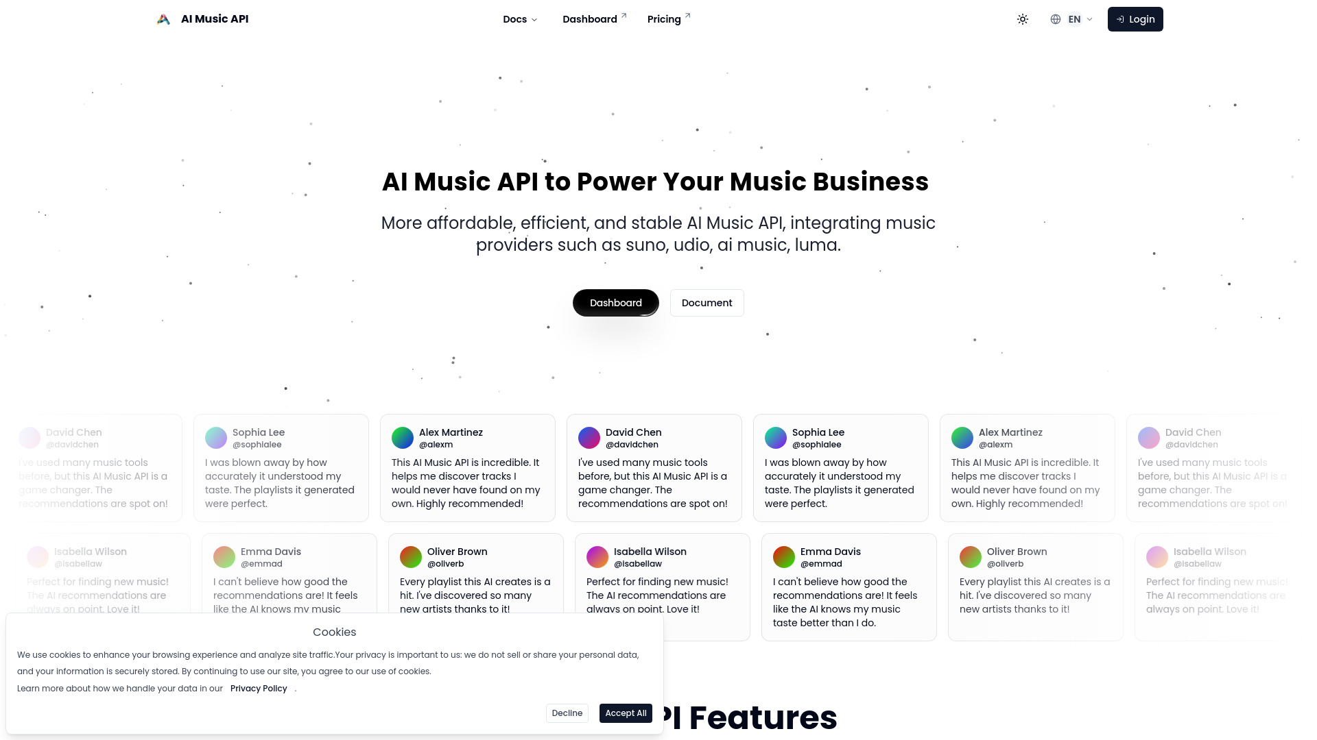 AI Music API, Free Cheap AI Music网页截图,AI Music API, Free Cheap AI Music网页快照