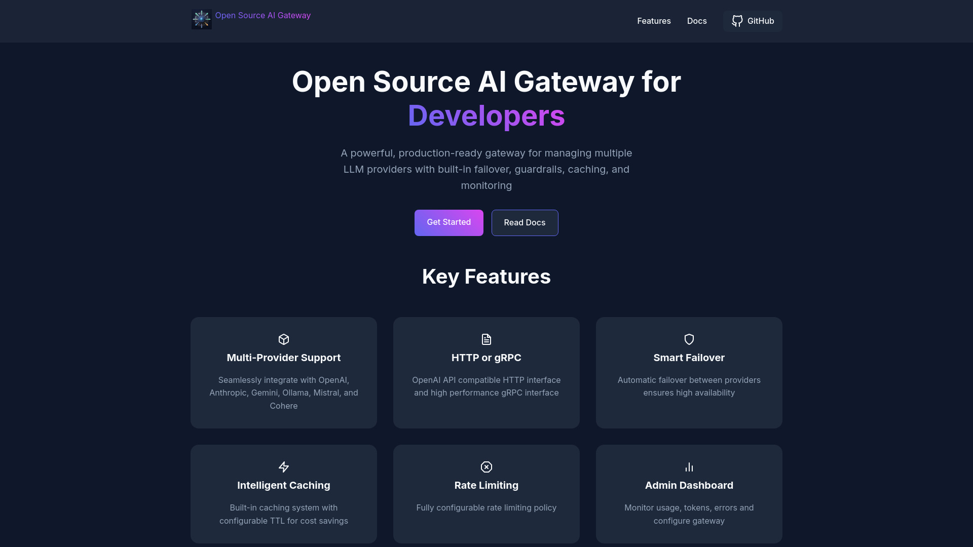 Open Source AI Gateway网页截图,Open Source AI Gateway网页快照