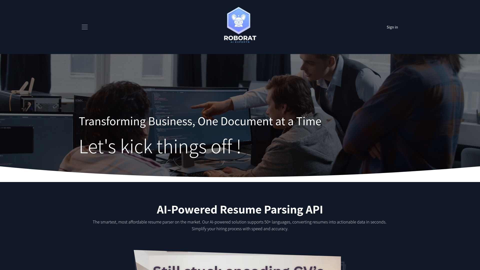 RoboRat Resume Parsing API网页截图,RoboRat Resume Parsing API网页快照