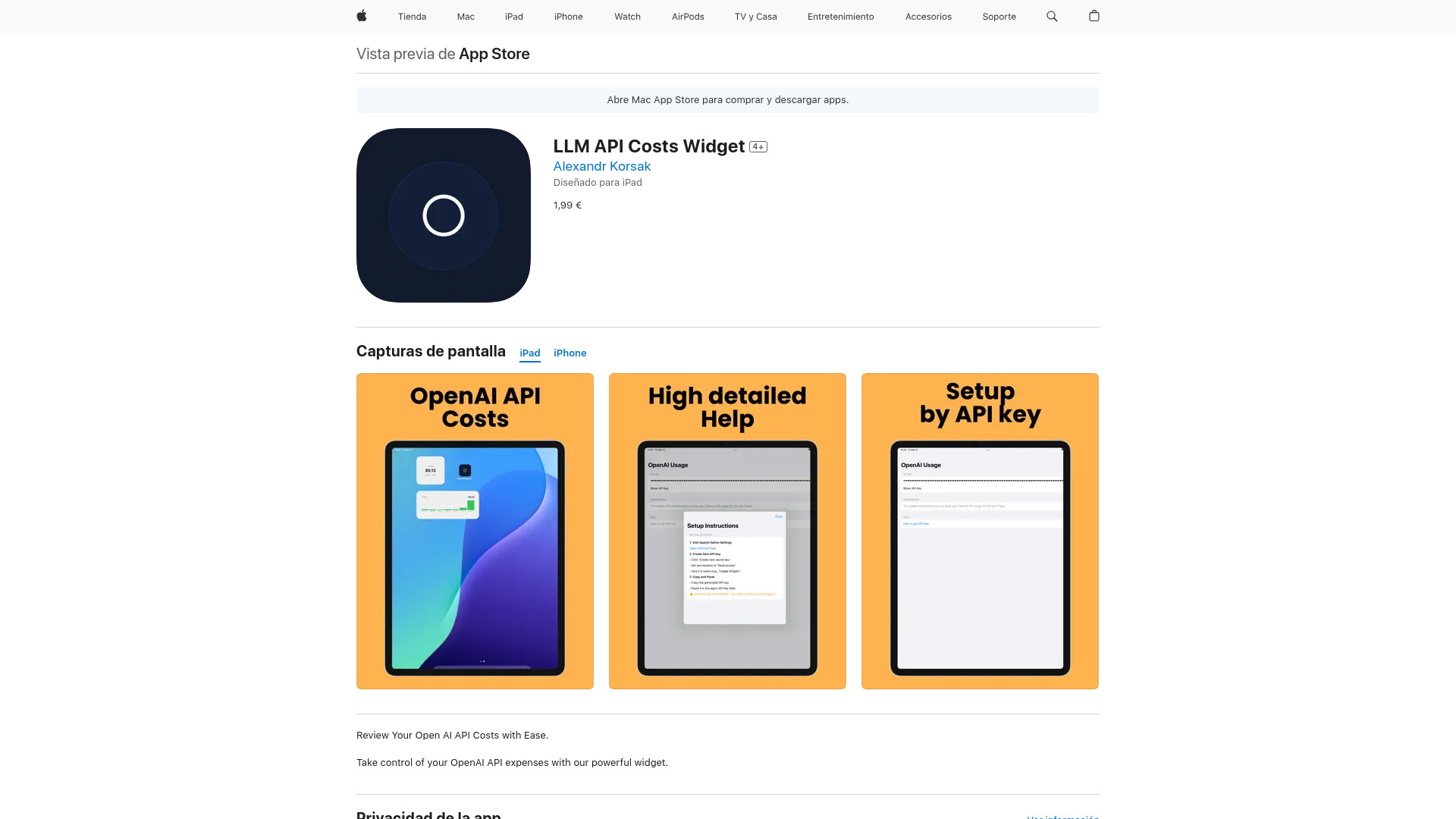 LLM API Costs Widget网页截图,LLM API Costs Widget网页快照