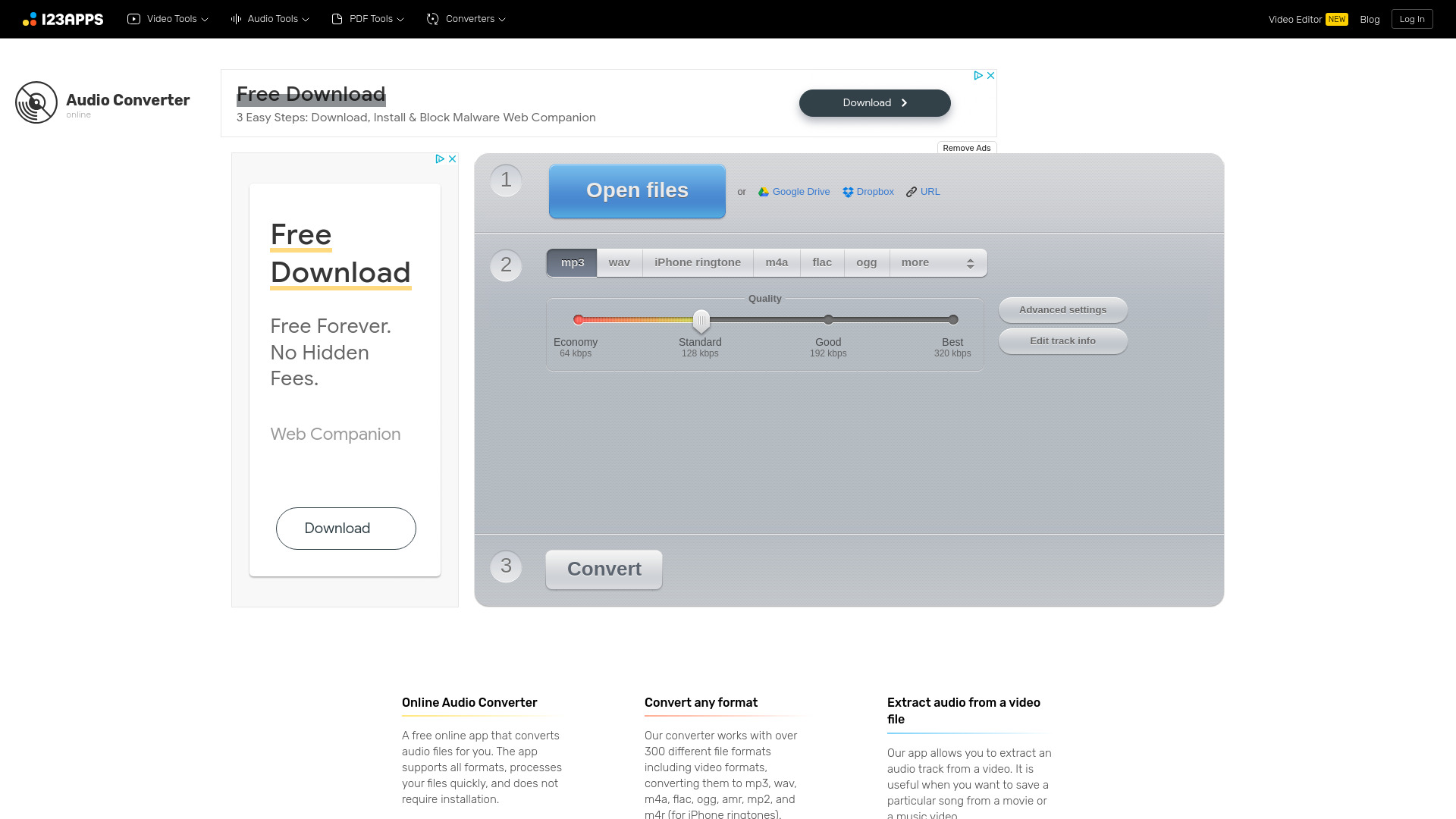 Online Audio Converter网页截图,Online Audio Converter网页快照