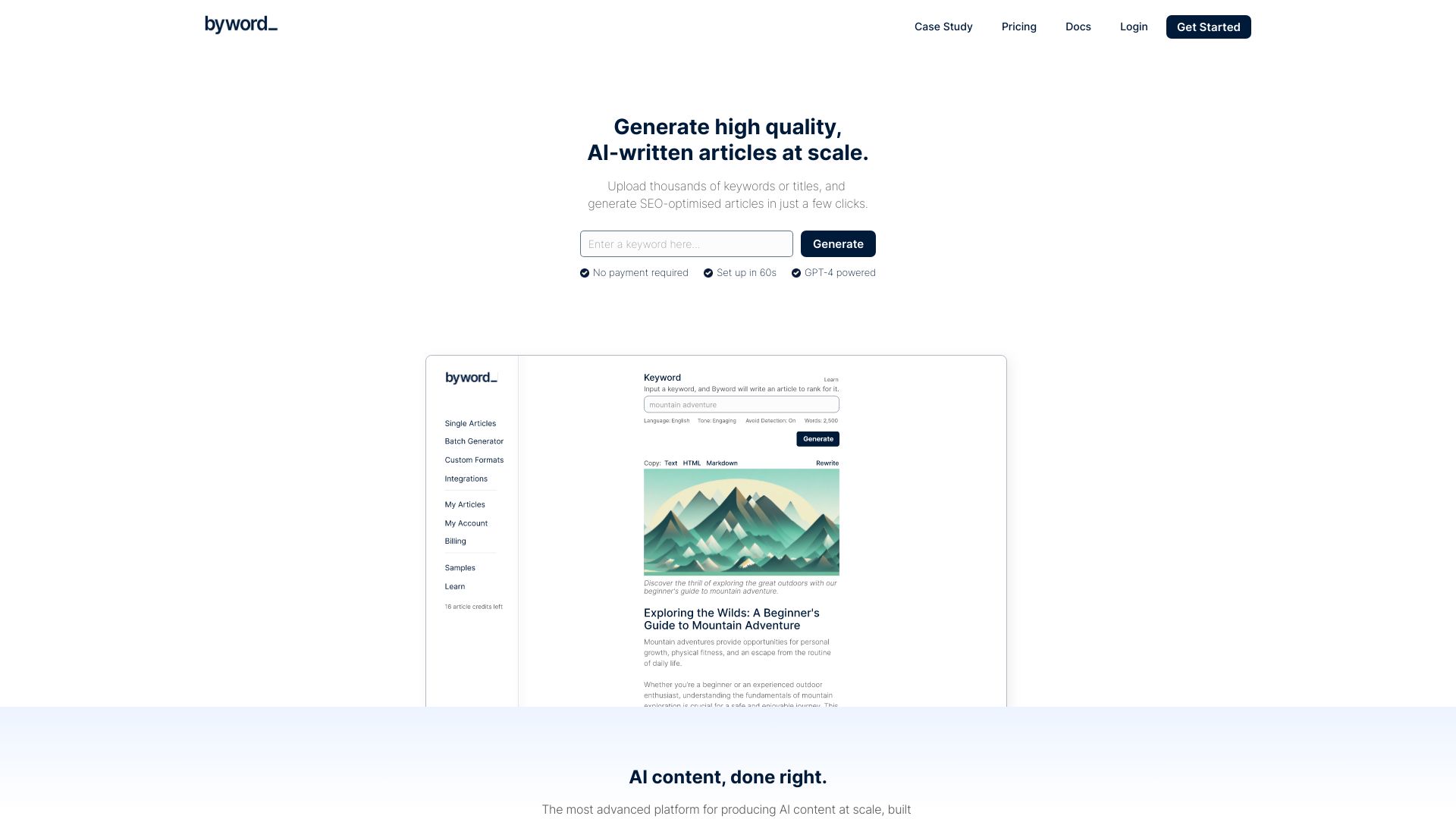 Byword AI网页截图,Byword AI网页快照