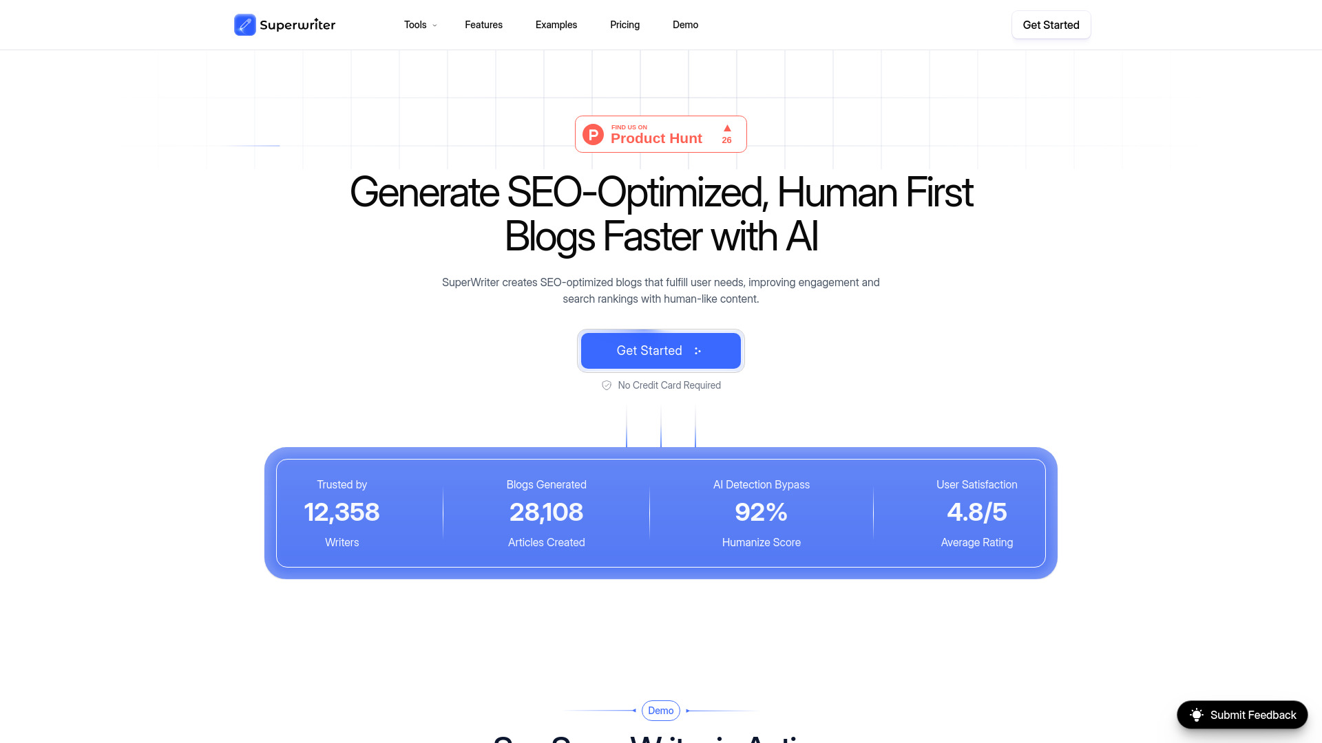 SuperWriter AI网页截图,SuperWriter AI网页快照