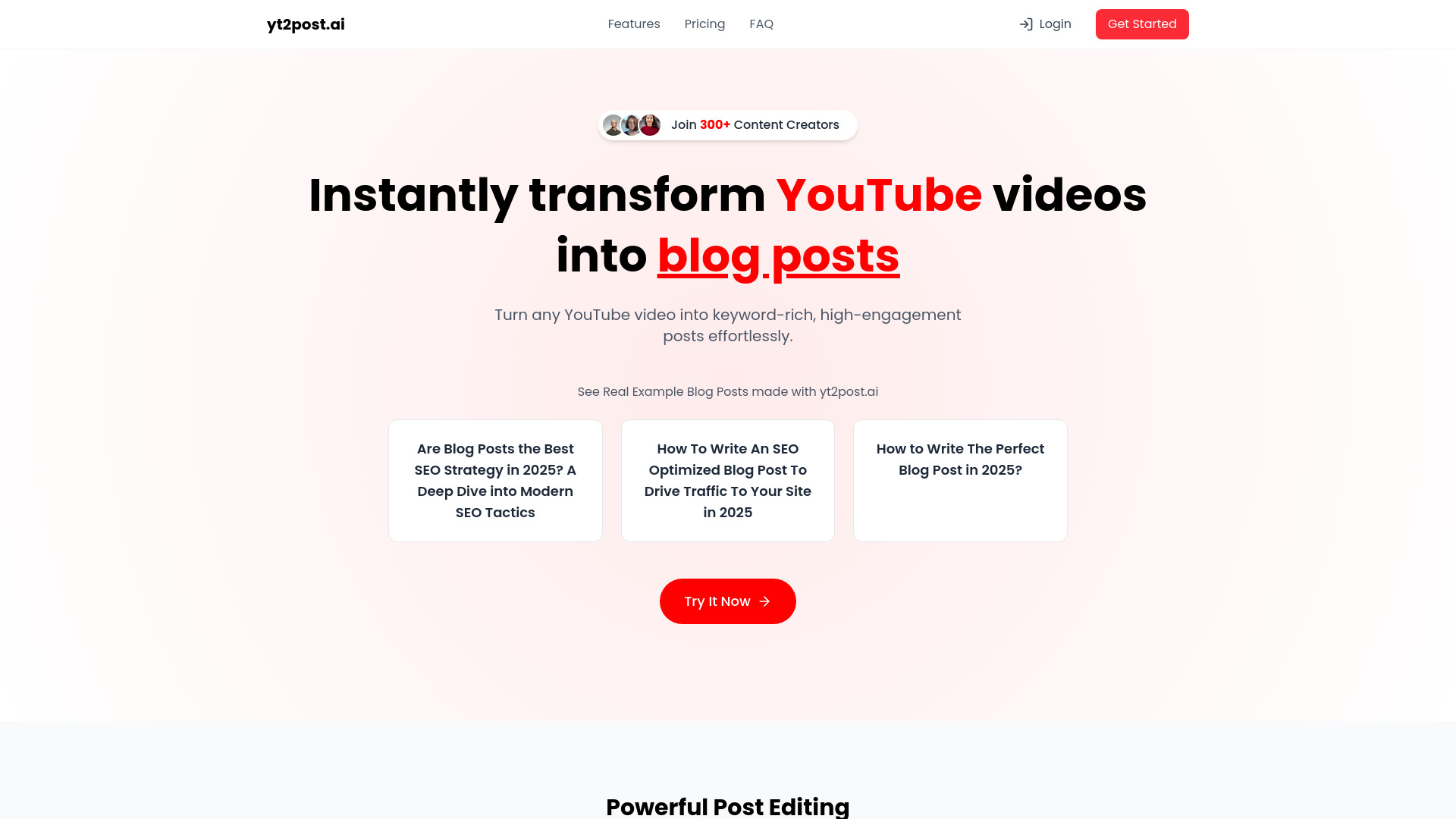 yt2post.ai网页截图,yt2post.ai网页快照